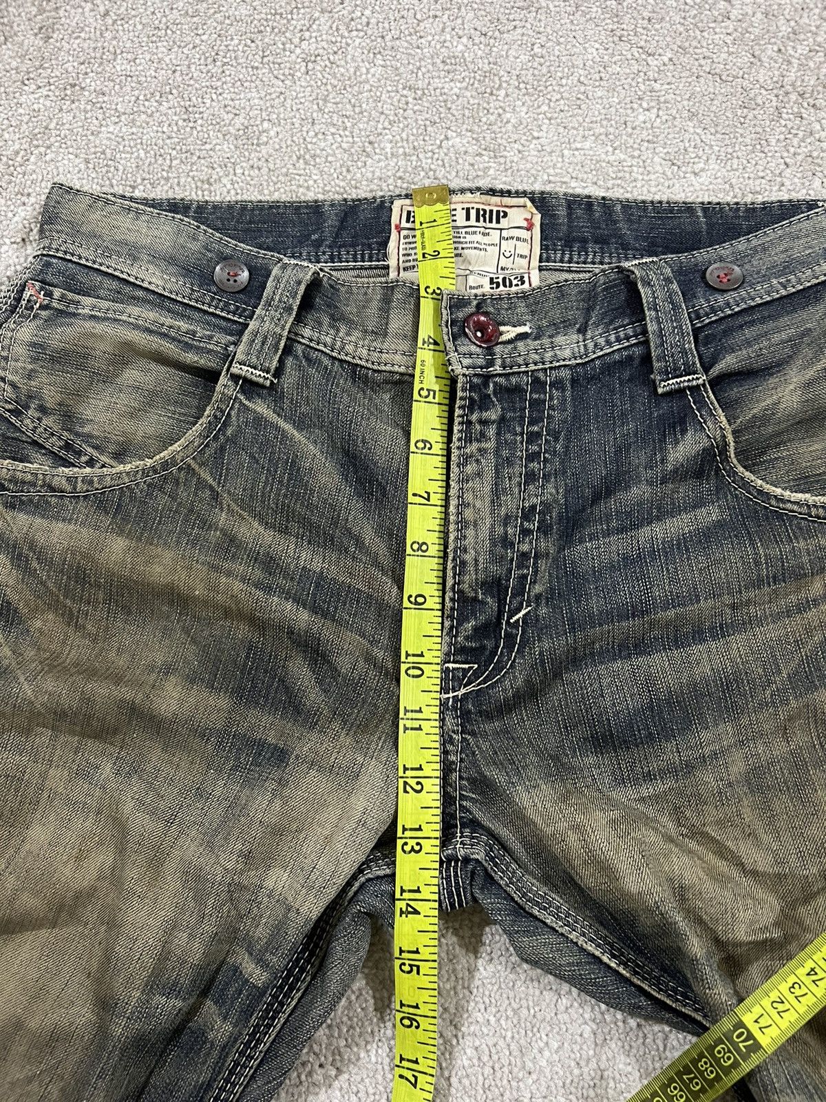 Edwin × Japanese Brand × Vintage Vintage Distressed Edwin 503 Blue trip jeans Size US 36 / EU 52 - 12 Thumbnail