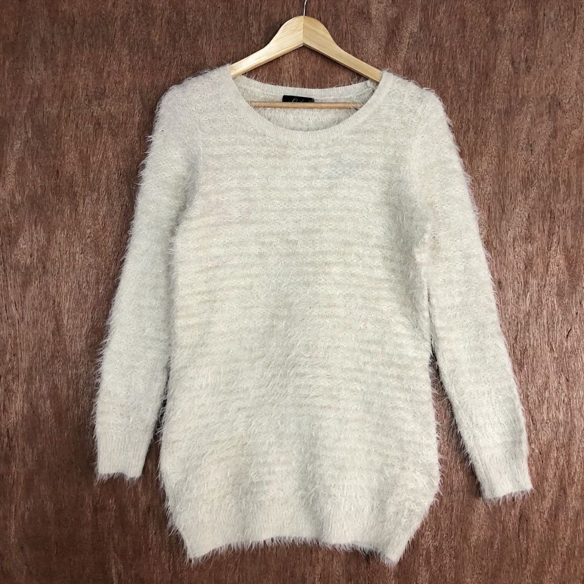 Classhi Faux Fur Shag Shaggy Mohair Plain Knit Sweater