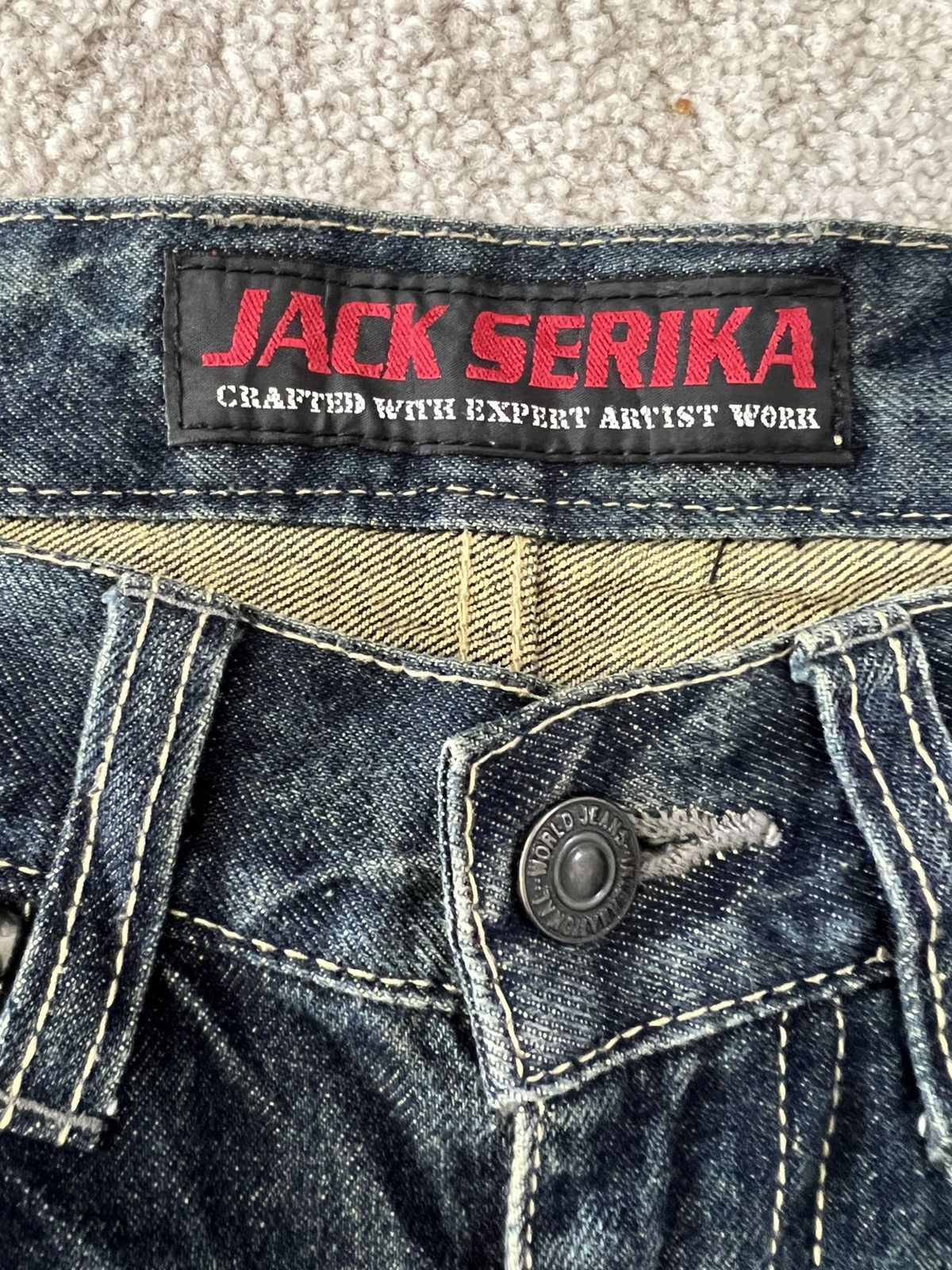 Japanese Brand Jack serika Wings painted jeans Size US 31 - 4 Thumbnail