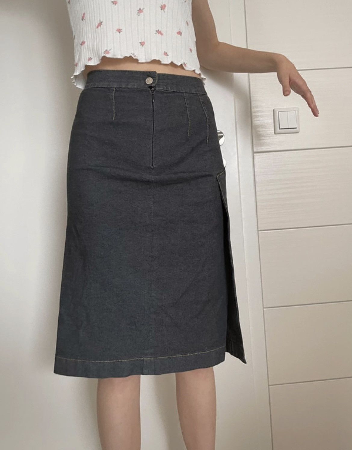 image of Vivienne Westwood Denim Midi Skirt in Blue, Women's (Size 26)
