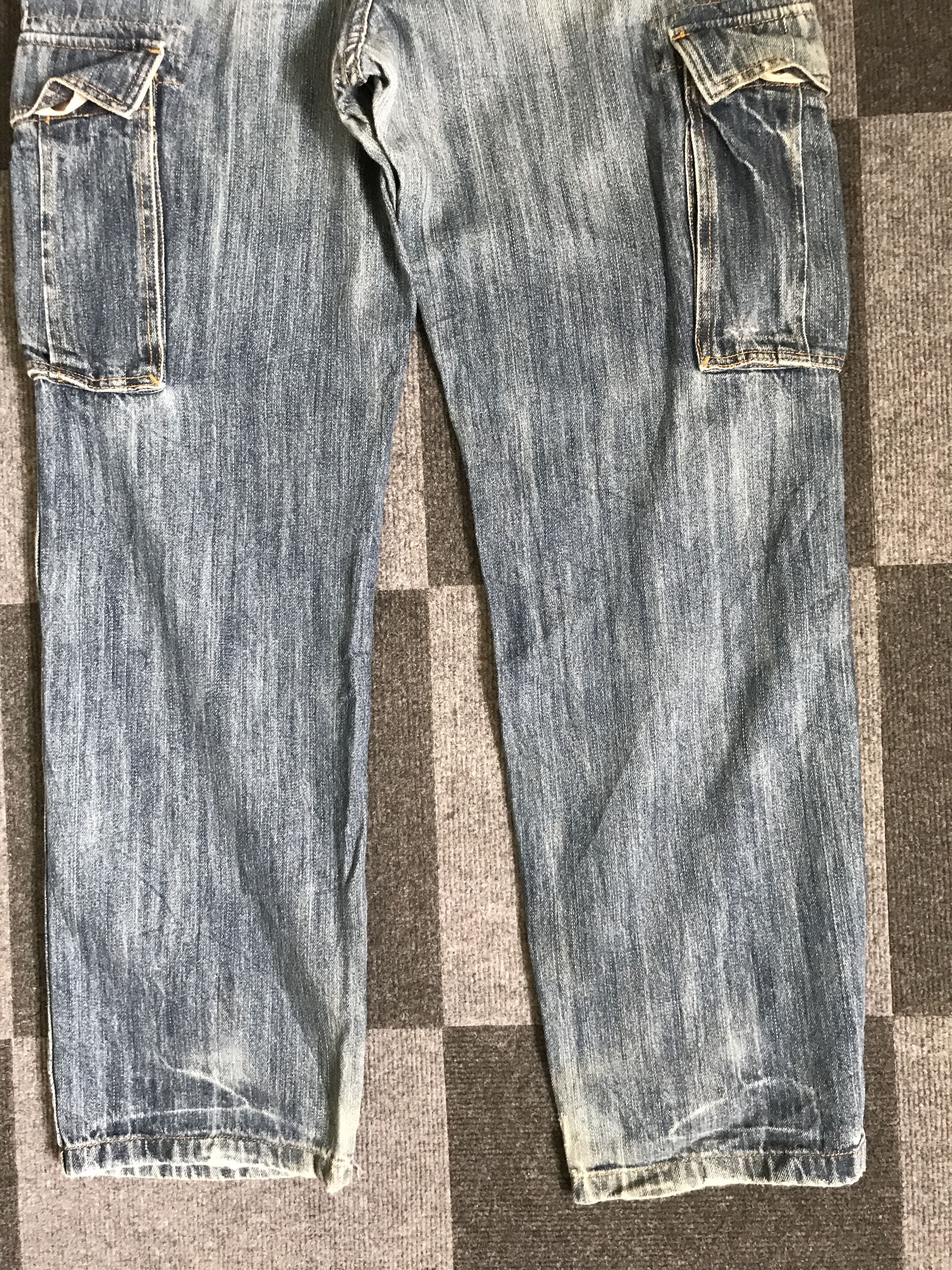 Global Work CP193 GLOBAL WORK Japan Faded Cargo Jeans Size US 35 - 14 Thumbnail