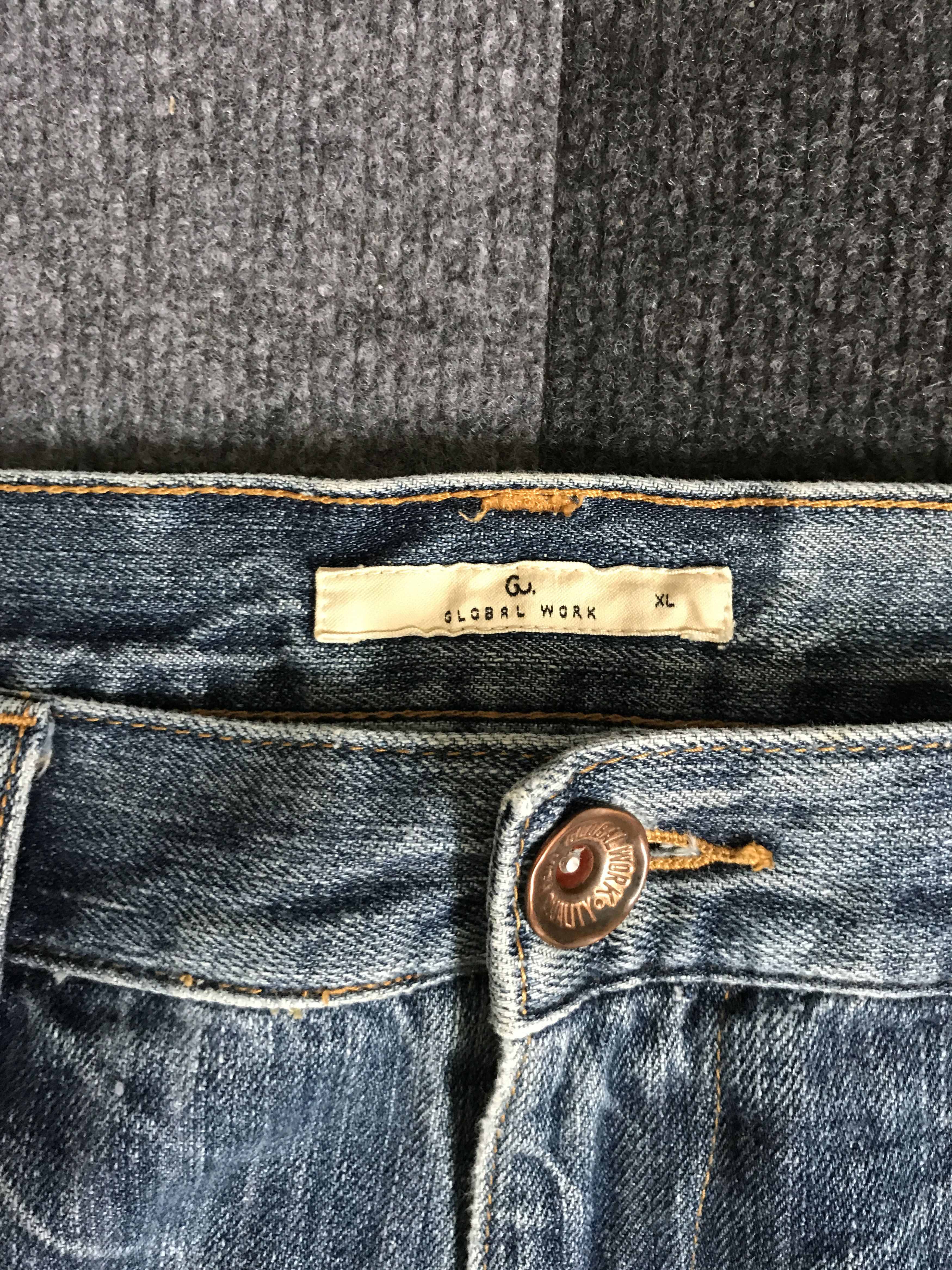 Global Work CP193 GLOBAL WORK Japan Faded Cargo Jeans Size US 35 - 7 Thumbnail