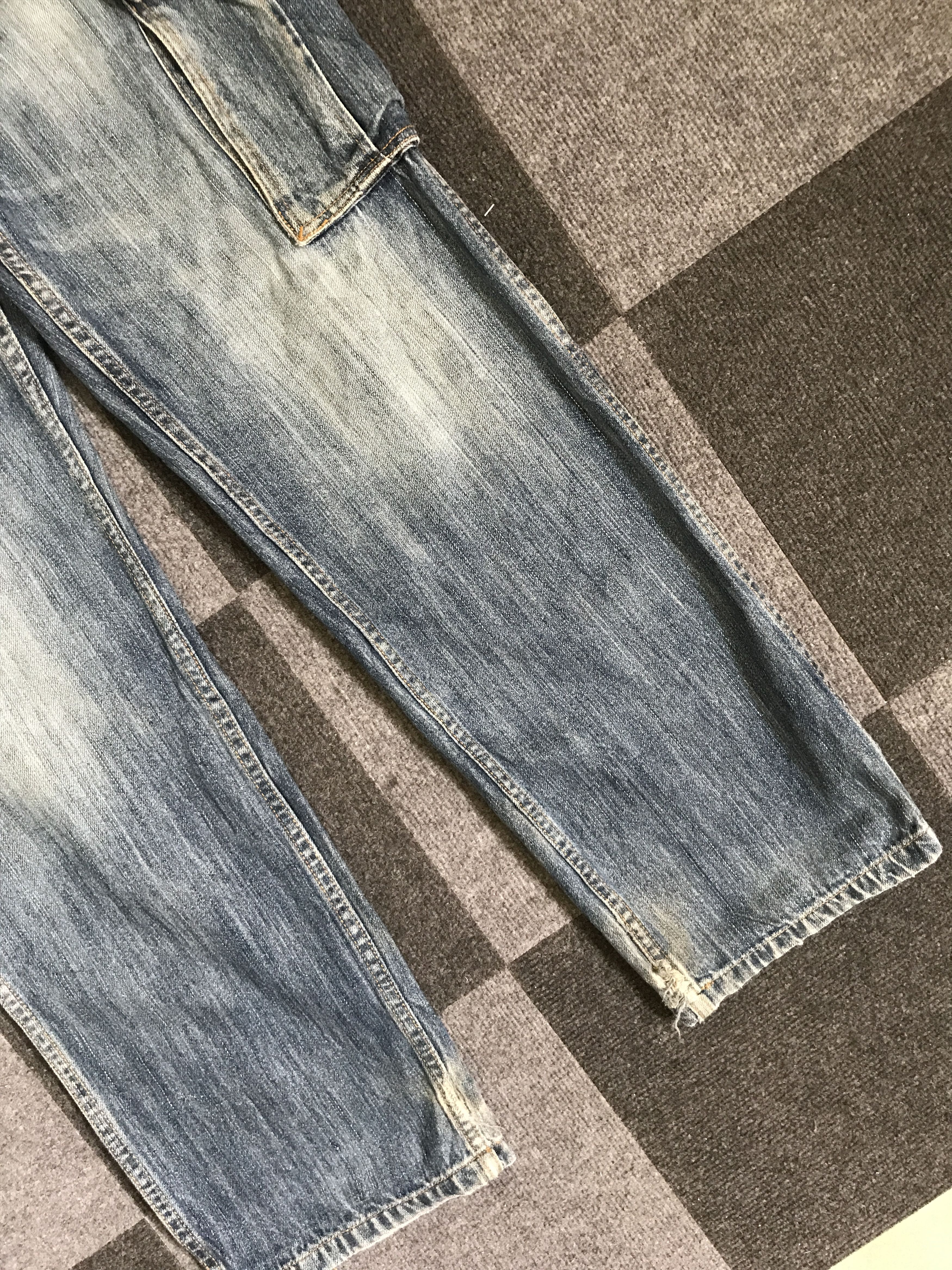 Global Work CP193 GLOBAL WORK Japan Faded Cargo Jeans Size US 35 - 6 Thumbnail