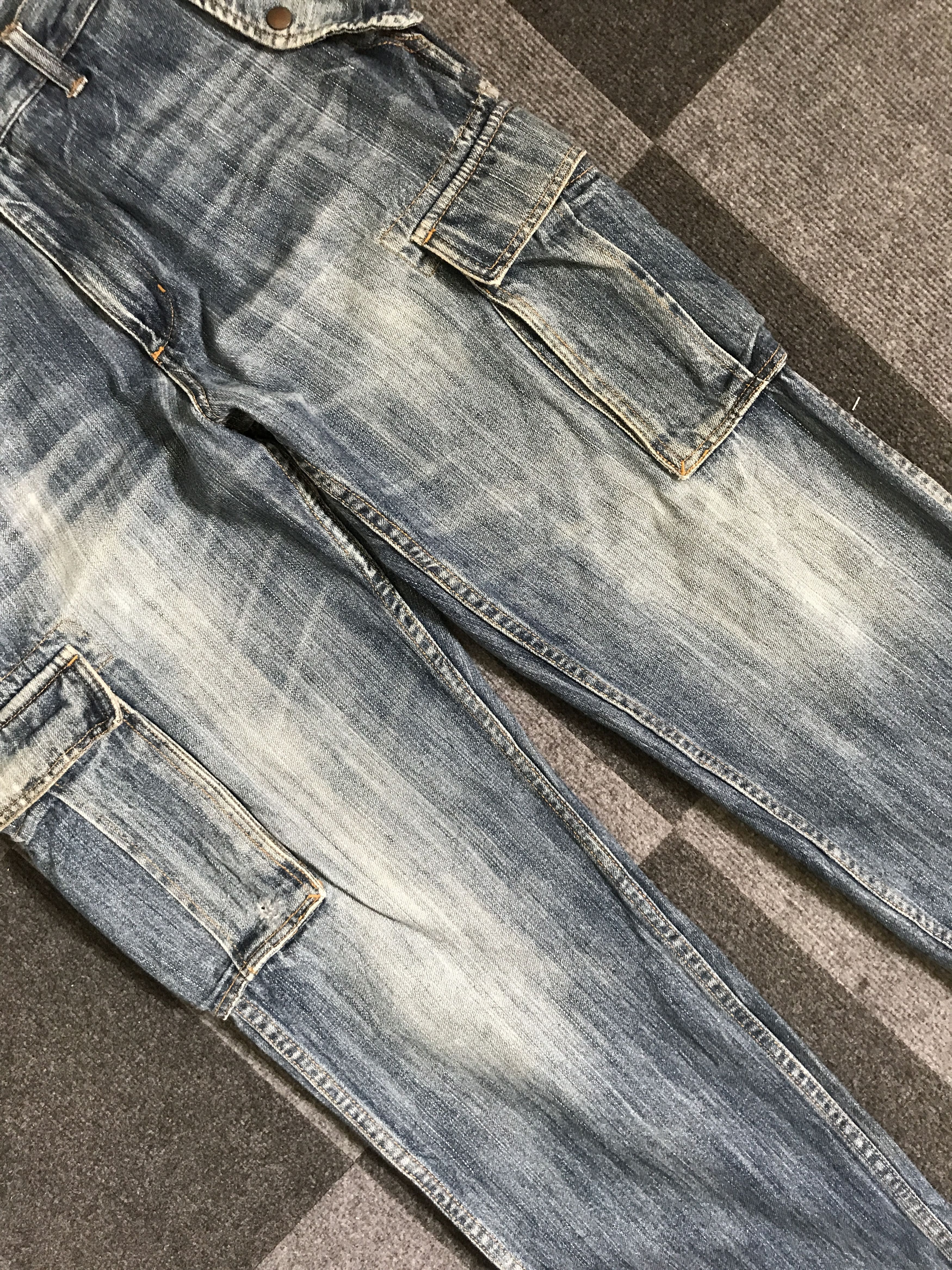 Global Work CP193 GLOBAL WORK Japan Faded Cargo Jeans Size US 35 - 5 Thumbnail