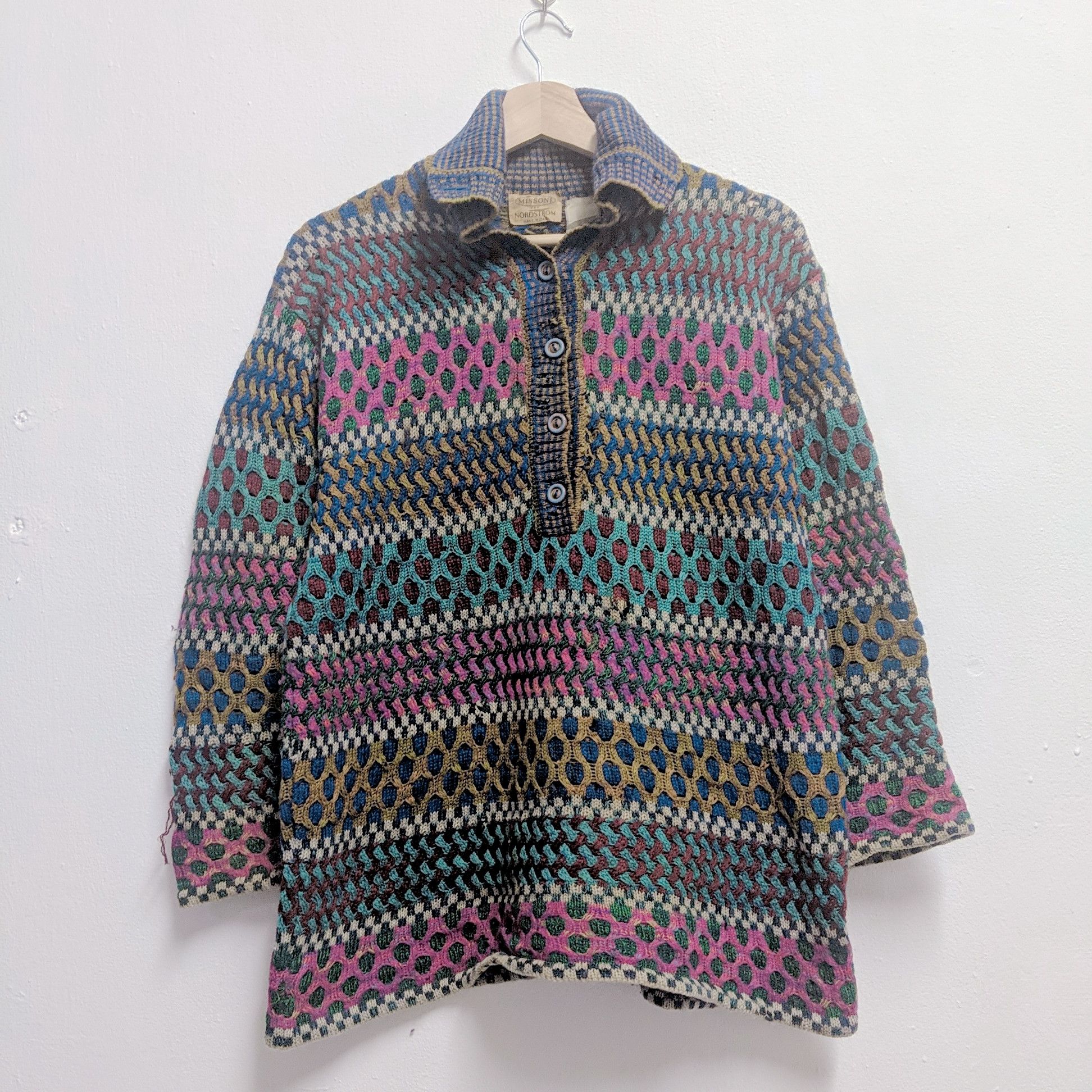image of Coloured Cable Knit Sweater x Italian Designers Vintage Missoni Nordstrom Stripe Mix Italy Knitwear