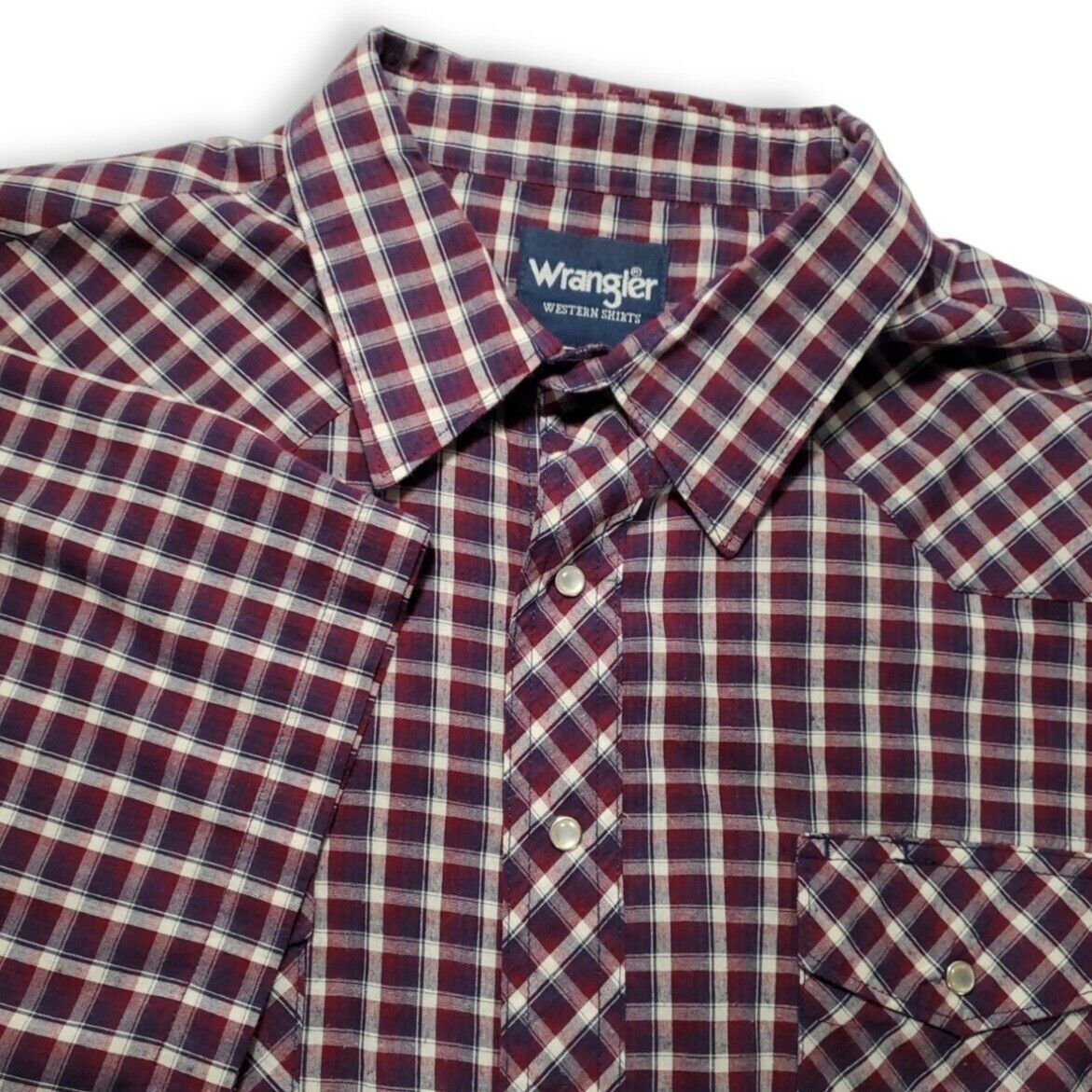 Chemise Wrangler Retro Pearl Snap S - Western Carreaux Blanc/rouge/bleu - Homme