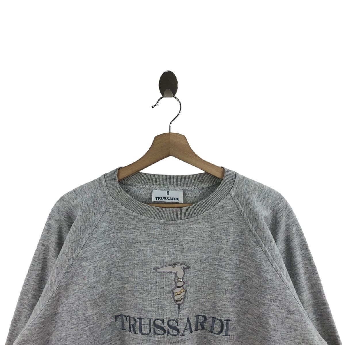 Pick!! Vtg TRUSSARDI Big Logo Embroidery Sweatshirt Pullover