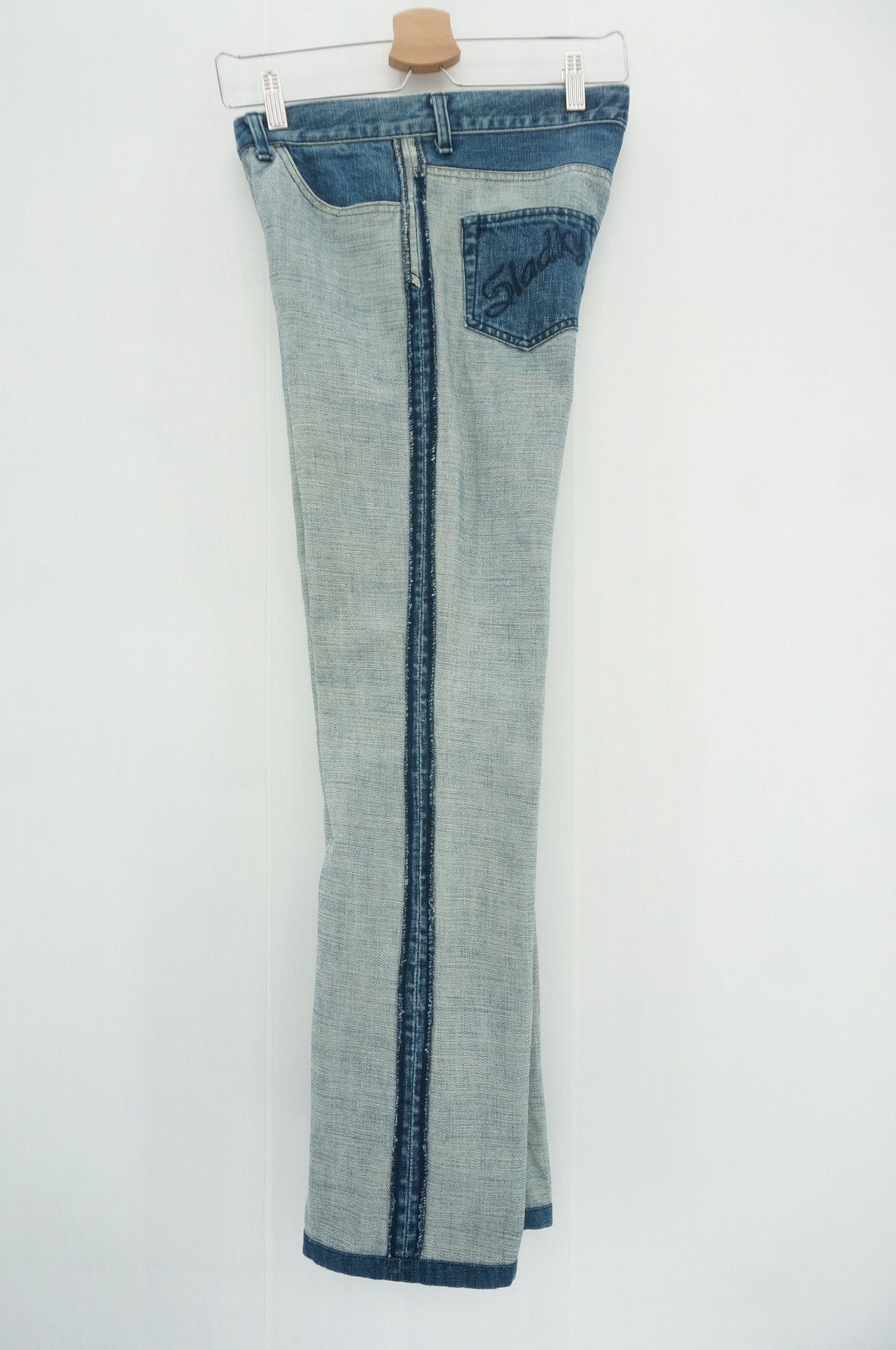 Japanese Brand Vintage Inside Out SLADKY Women's Button fly Worn Jeans Size 30" / US 8 / IT 44 - 8 Thumbnail