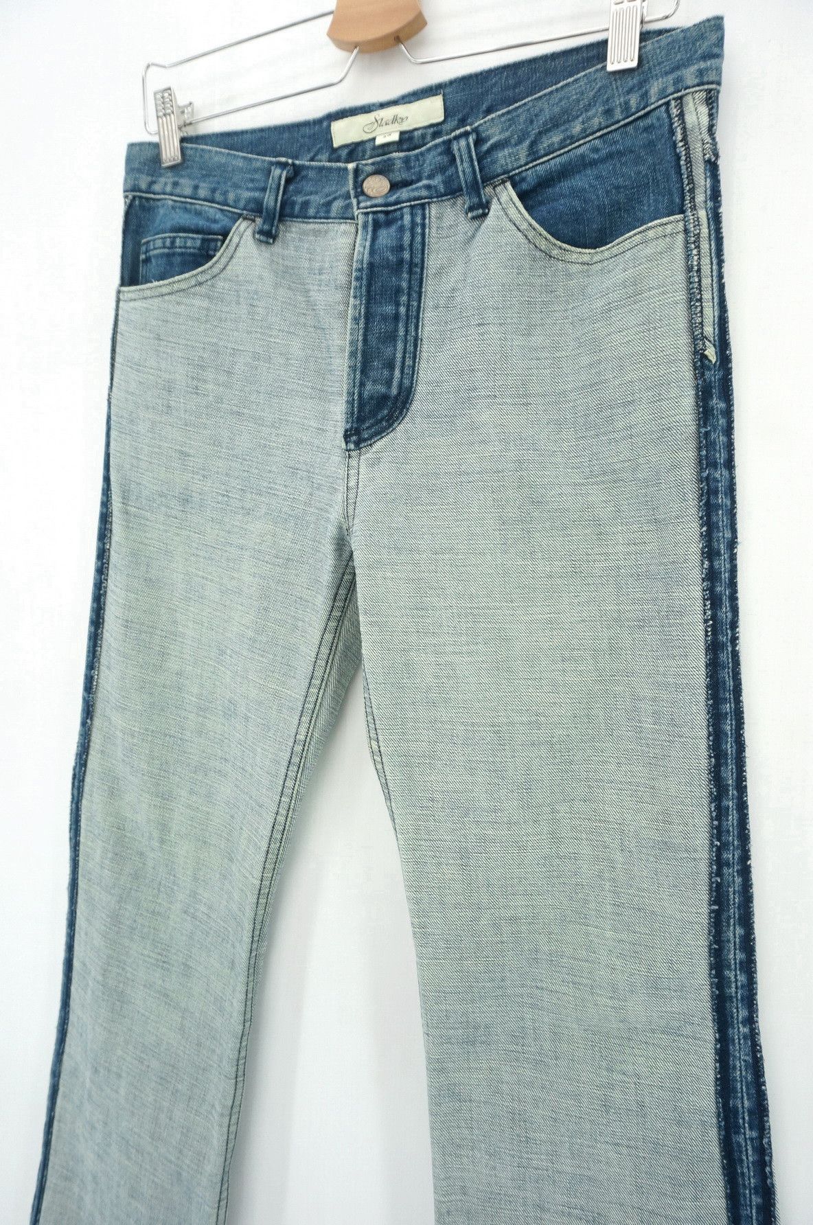 image of Vintage Inside Out Sladky Women's Button Fly Worn Jeans in Denim Blue (Size 30)
