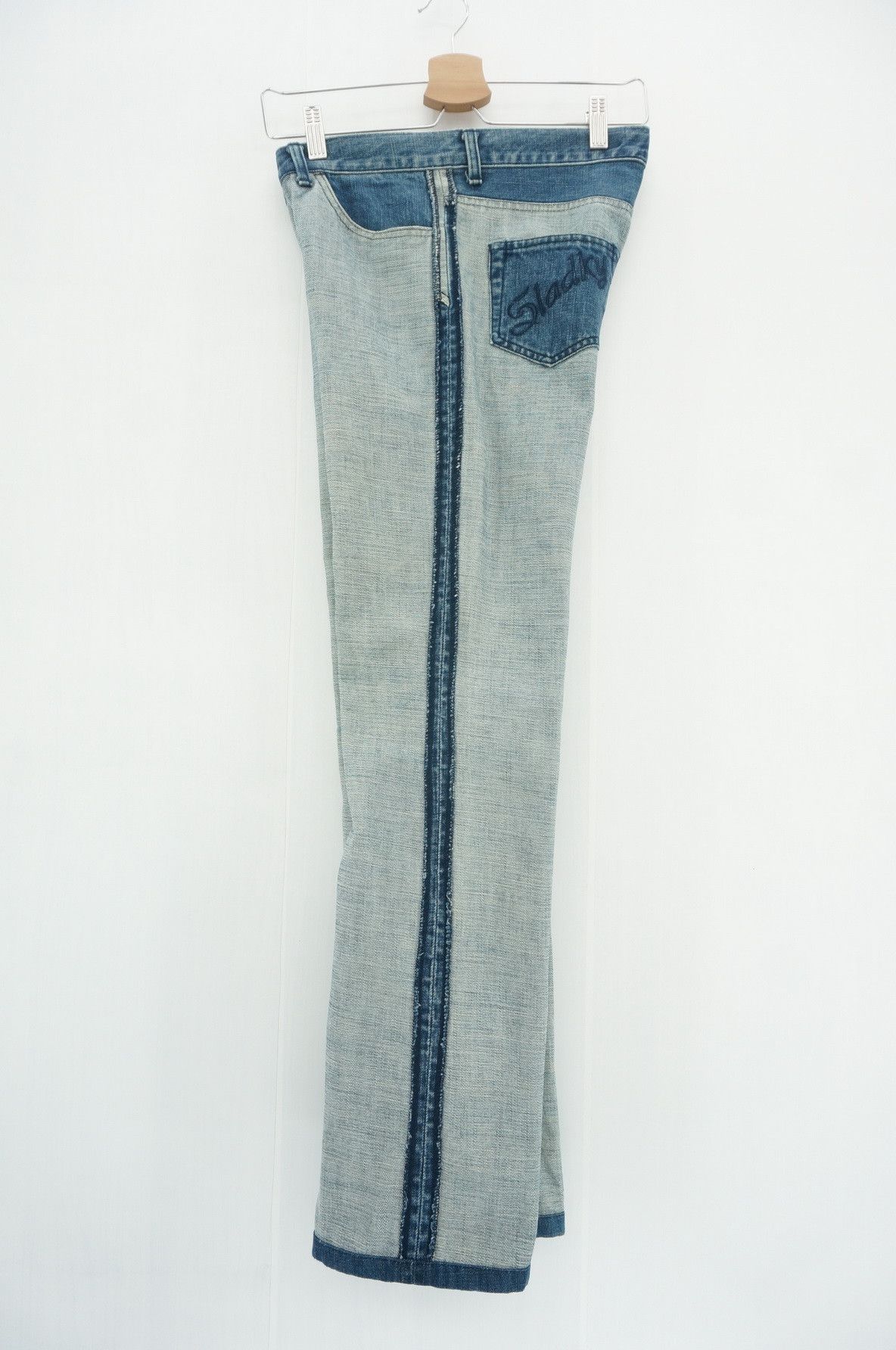 Japanese Brand Vintage Inside Out SLADKY Women's Button fly Worn Jeans Size 30" / US 8 / IT 44 - 7 Thumbnail