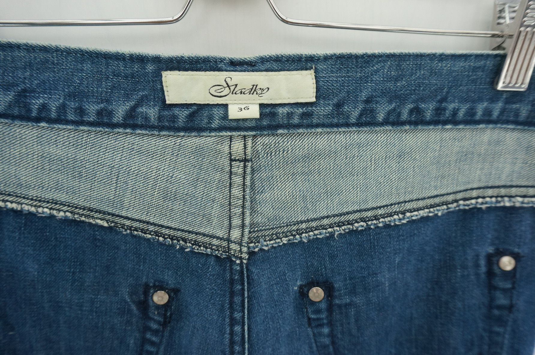 Japanese Brand Vintage Inside Out SLADKY Women's Button fly Worn Jeans Size 30" / US 8 / IT 44 - 16 Thumbnail