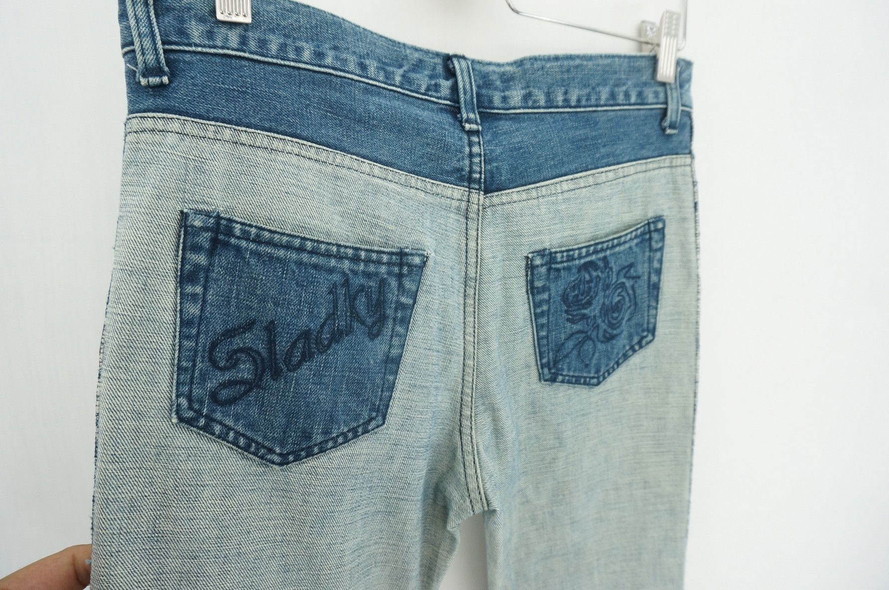 Japanese Brand Vintage Inside Out SLADKY Women's Button fly Worn Jeans Size 30" / US 8 / IT 44 - 6 Thumbnail