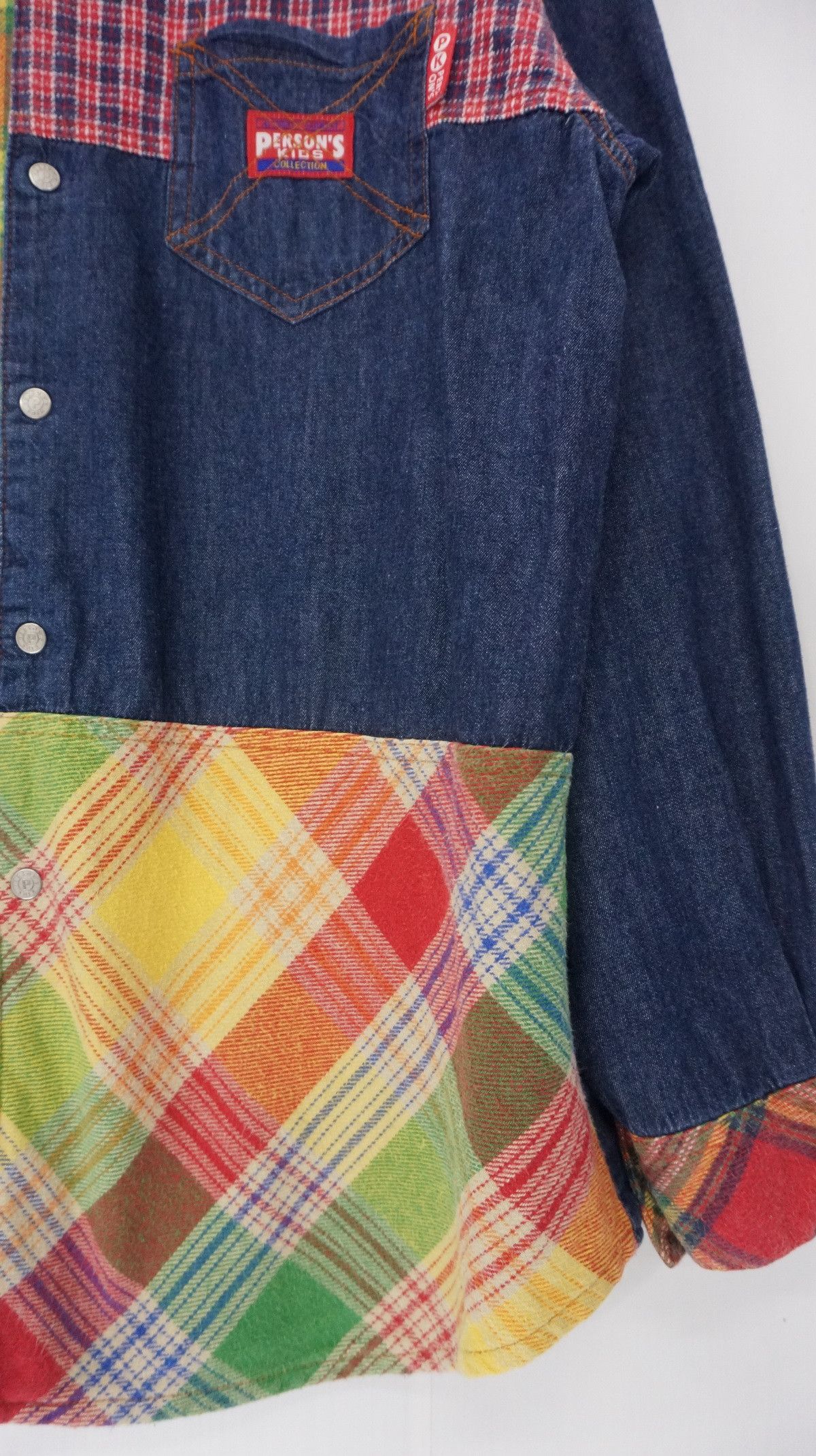 Japanese Brand Dope Vintage PERSON'S KIDS Patchwork Worn Out Flannel Shirt Size US S / EU 44-46 / 1 - 10 Thumbnail