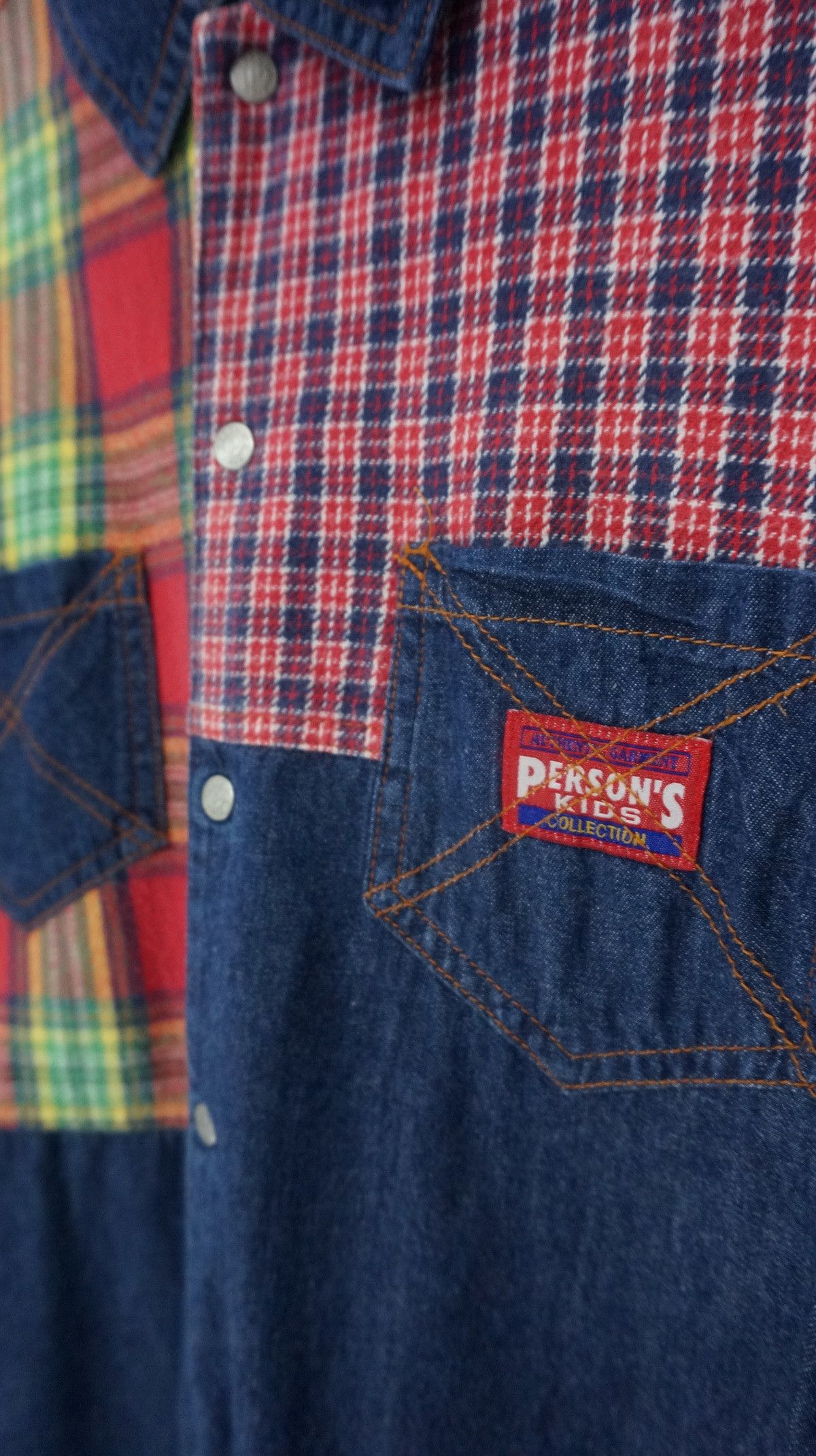 Japanese Brand Dope Vintage PERSON'S KIDS Patchwork Worn Out Flannel Shirt Size US S / EU 44-46 / 1 - 4 Thumbnail