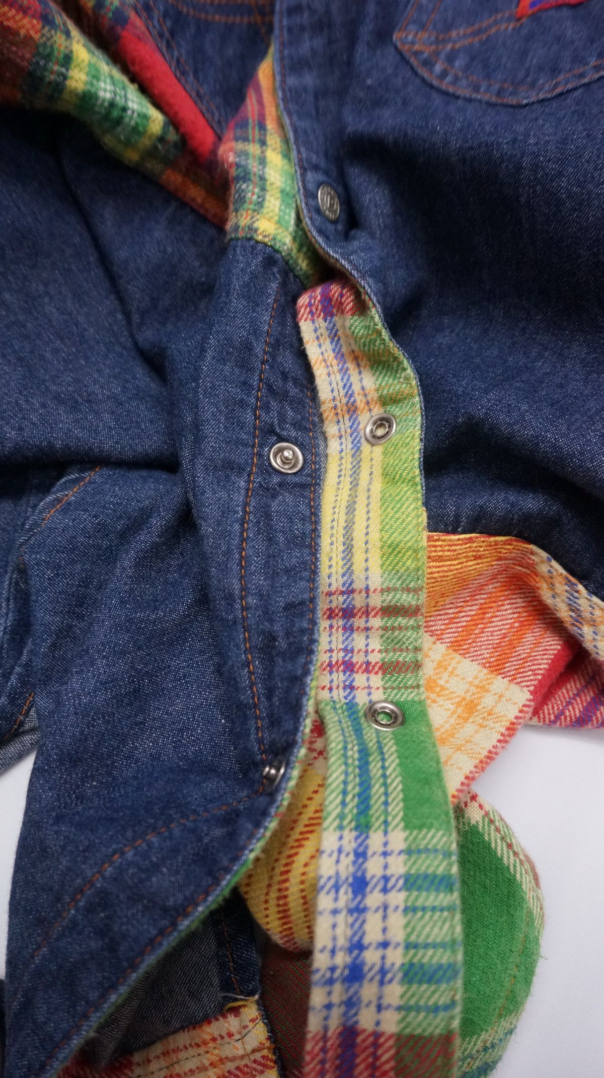 Japanese Brand Dope Vintage PERSON'S KIDS Patchwork Worn Out Flannel Shirt Size US S / EU 44-46 / 1 - 19 Thumbnail