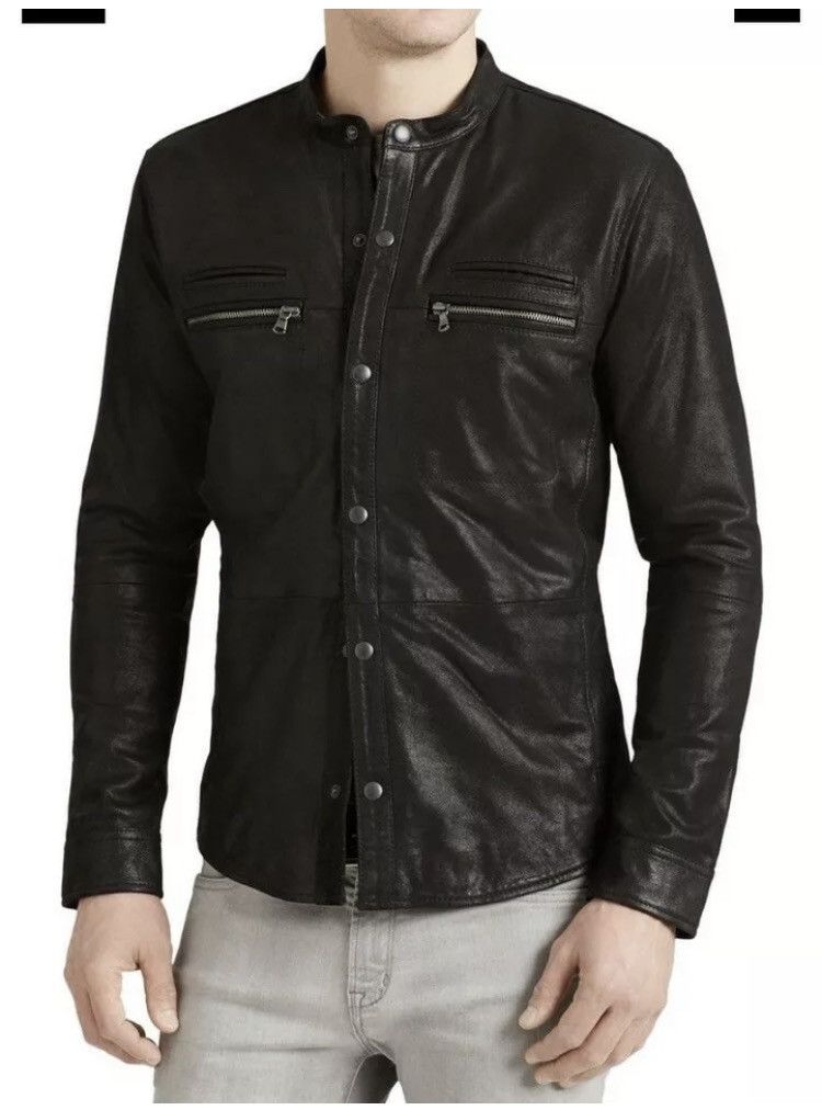 Goat suede double zip shirt jacket. Medium
