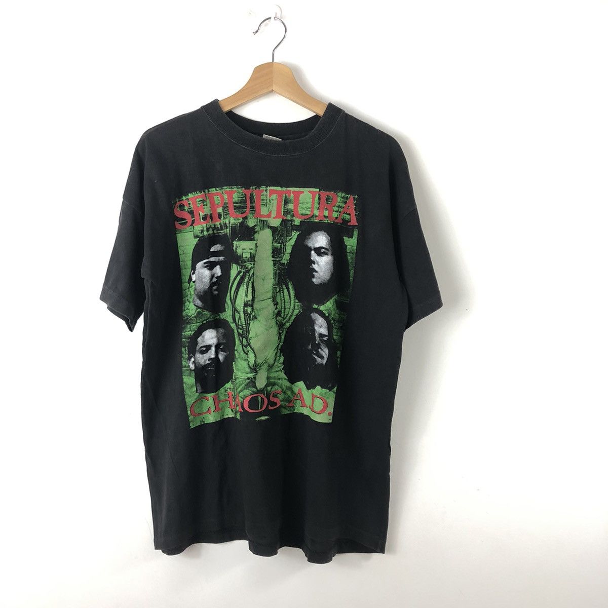 Pre-owned Band Tees X Vintage 90's Sepultura T Shirt Chaos A.d Thrash Metal (rak) In Black
