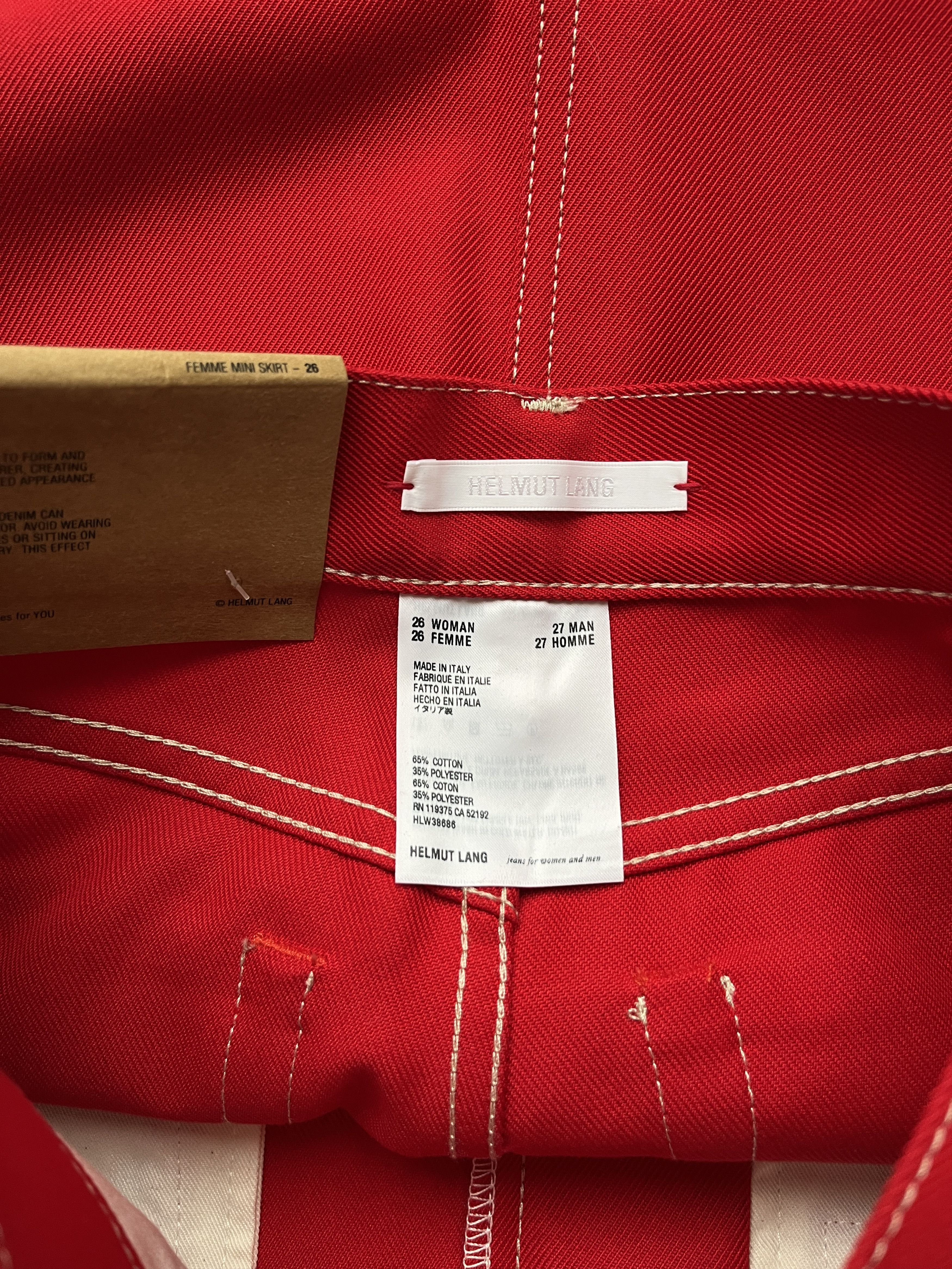 Helmut Lang ⚡️QUICK SALE⚡️Helmut Lang Red Mini Skirt Size 26" / US 2 / IT 38 - 3 Thumbnail