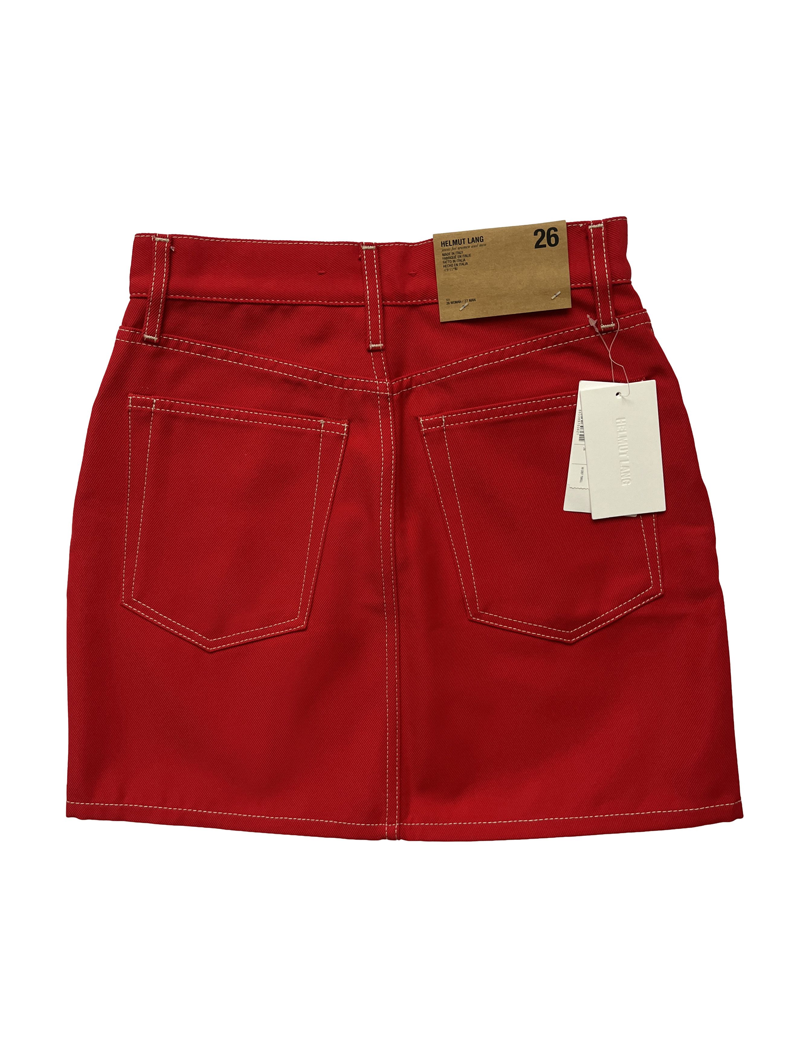 Helmut Lang ⚡️QUICK SALE⚡️Helmut Lang Red Mini Skirt Size 26" / US 2 / IT 38 - 2 Thumbnail