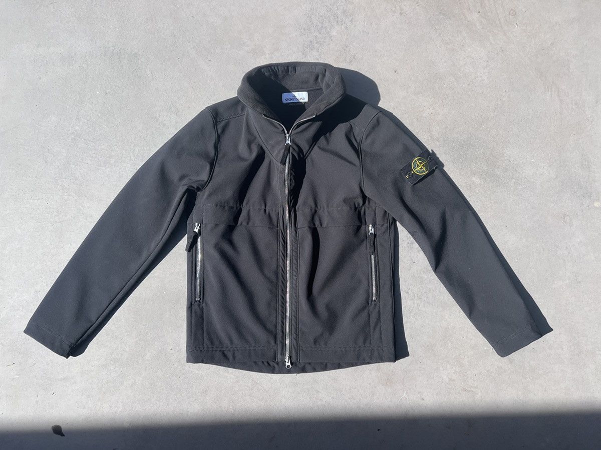 image of Stone Island Black Soft Shell R Jacket, Men's (Size Small)