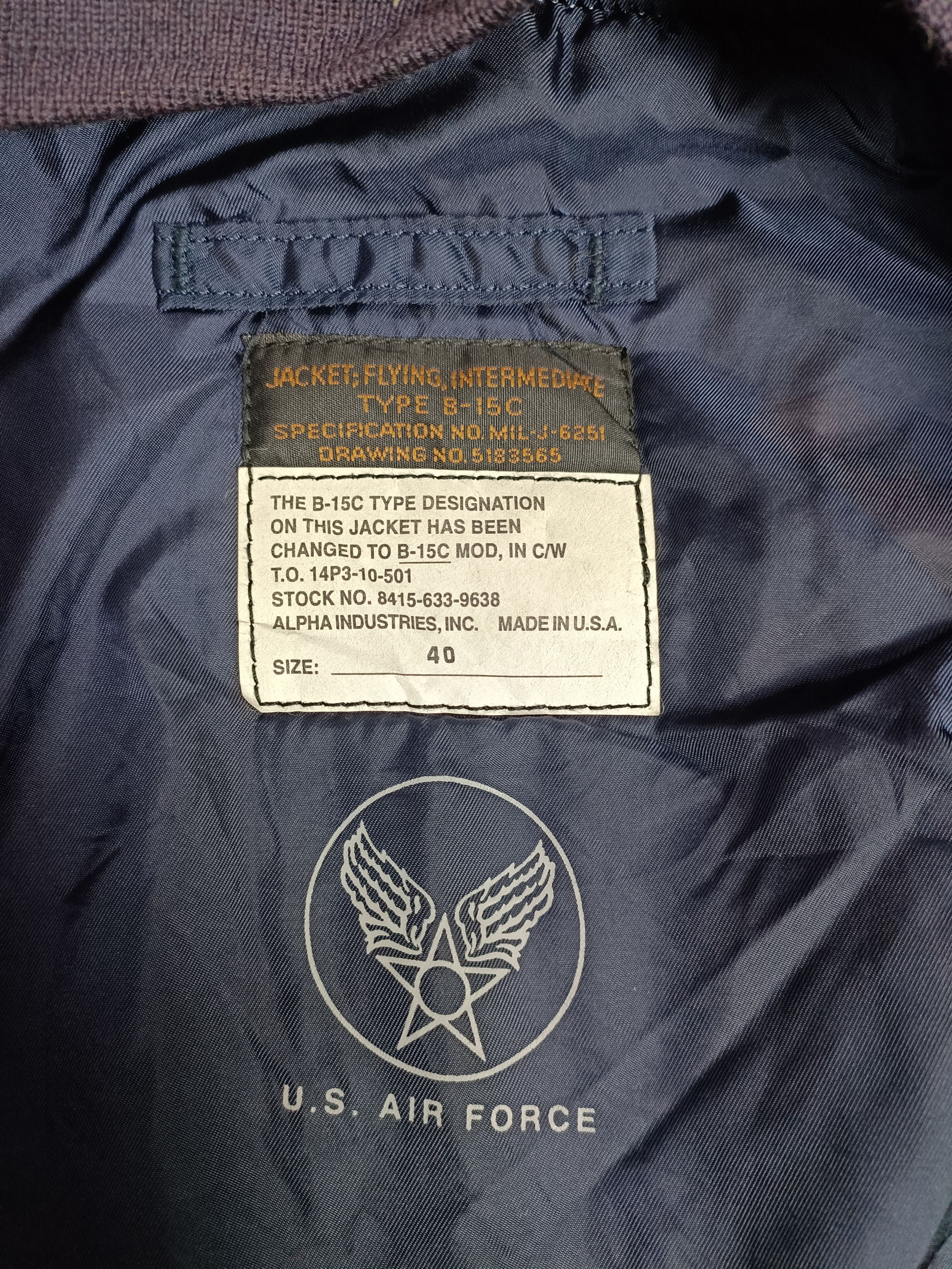 Alpha Industries Vintage 60s Bombers Jacket B-15C Alpha Industries Rare Size US M / EU 48-50 / 2 - 7 Thumbnail