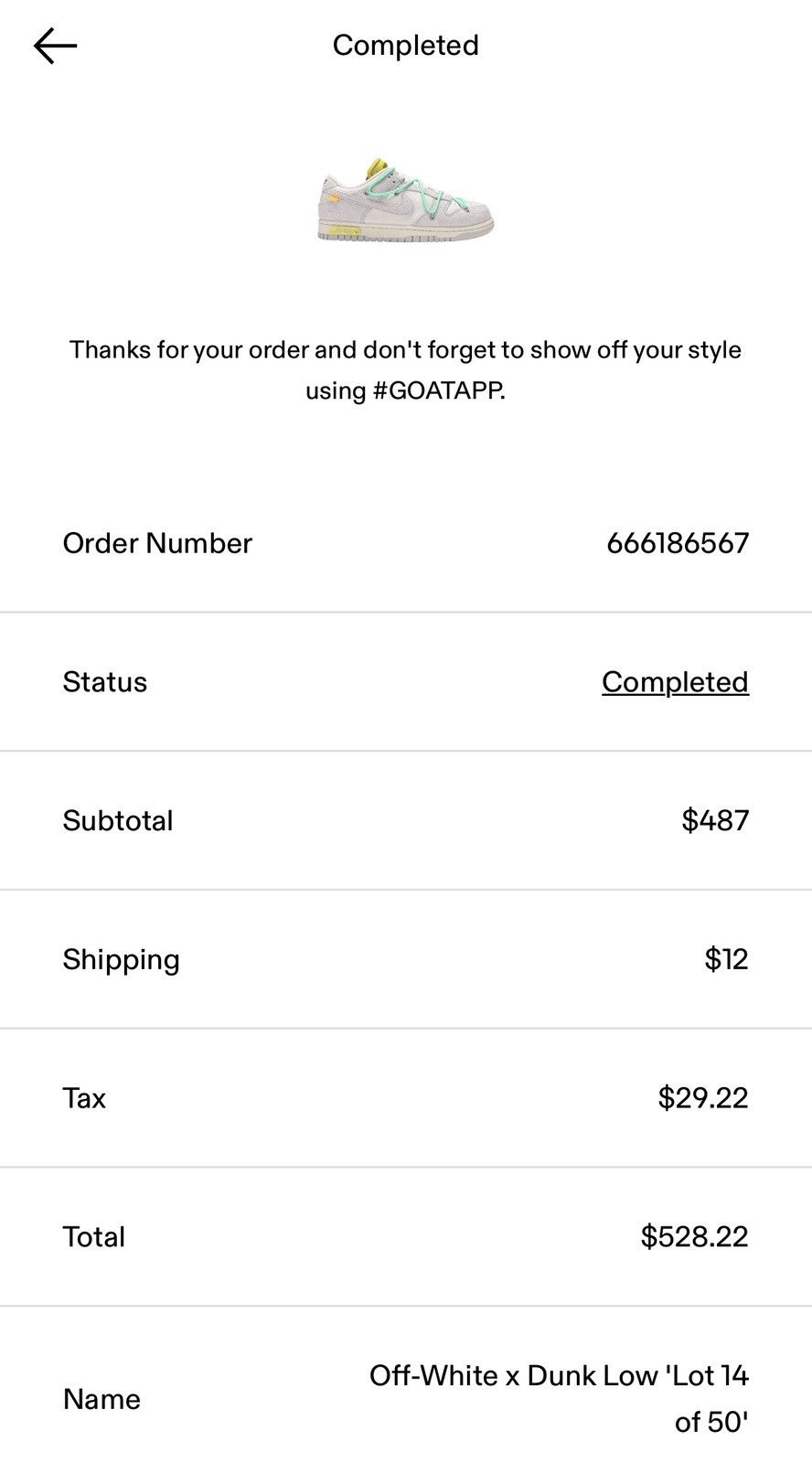 Nike × Off-White Nike Off-White x Dunk Low ‘Lot 14 of 50’ Size US 10 / EU 43 - 13 Thumbnail