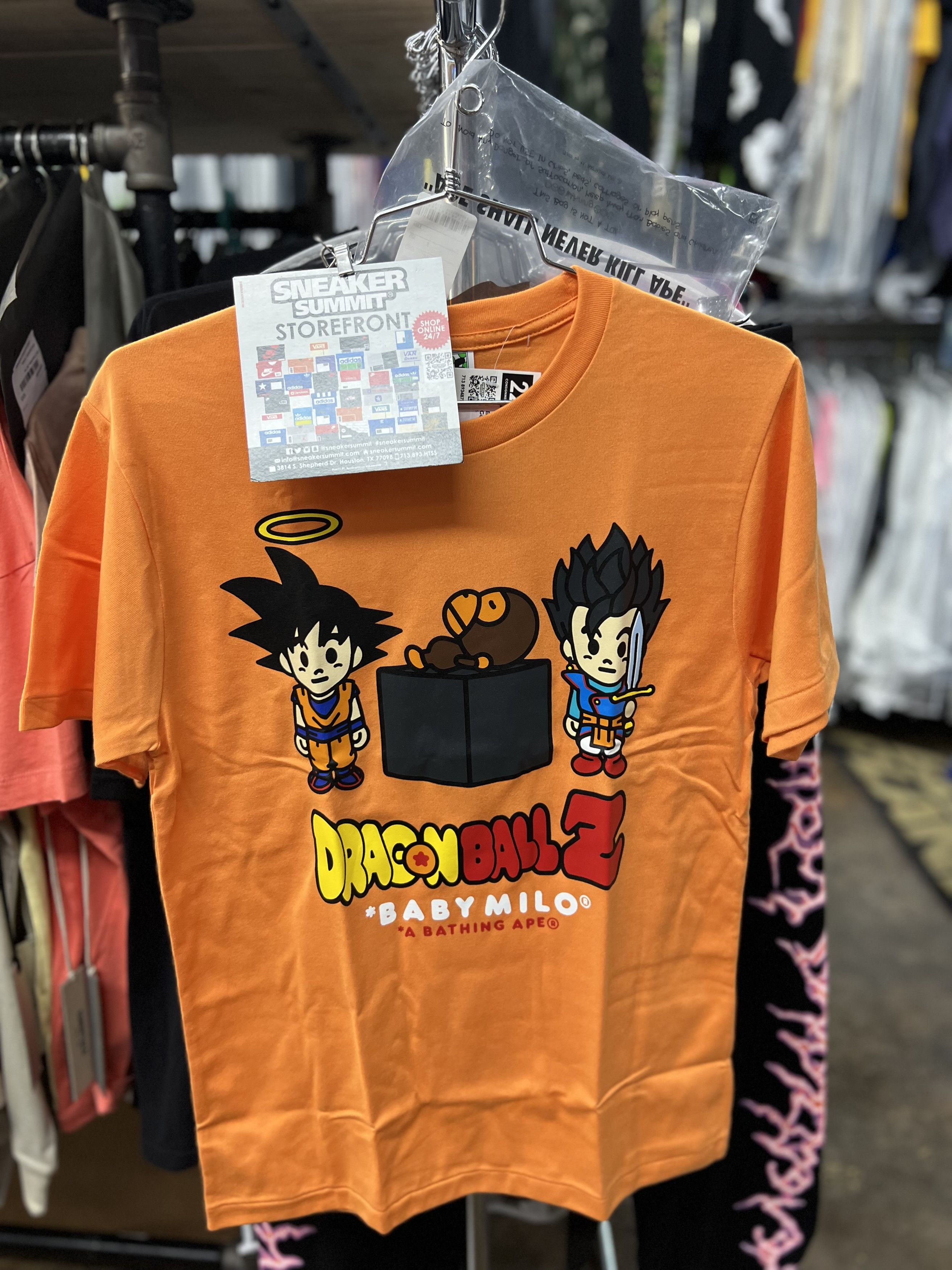 Orange Bape Clothing Online Bape X Dragon Ball Z Son Goku Son Gohan Milo  Tee Orange