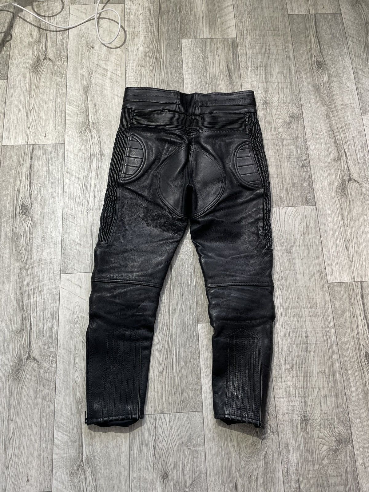 Black moto leather pants y2k drill KANYE WEST STYLE USA