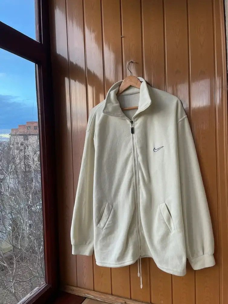 Vintage Nike Beige Fleece Jacket Y2K