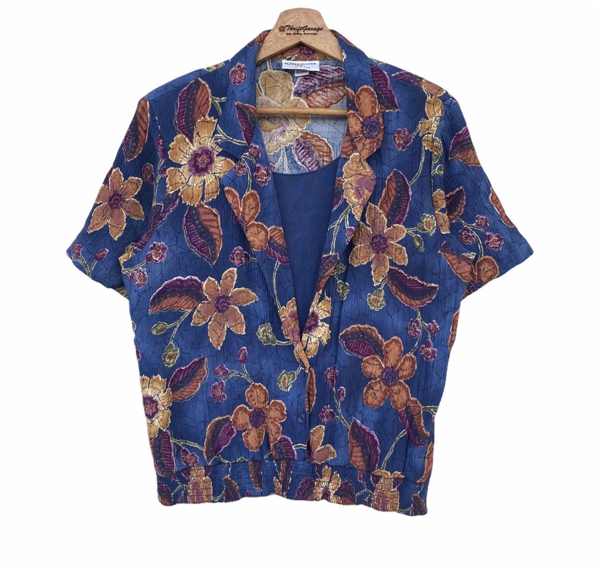 Vintage Alfred Dunner Floral Hawaiian Shirt Made in USA