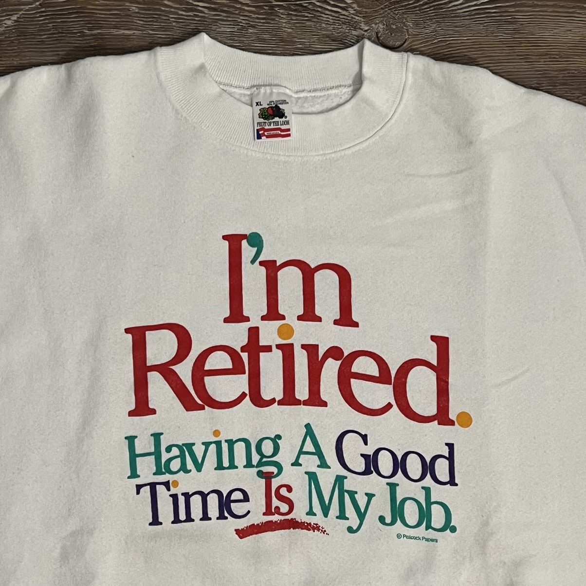 Fruit Of The Loom × Vintage Vintage Peacock Papers Im Retired Funny Crewneck Sweatshirt Size US XL / EU 56 / 4 - 2 Thumbnail