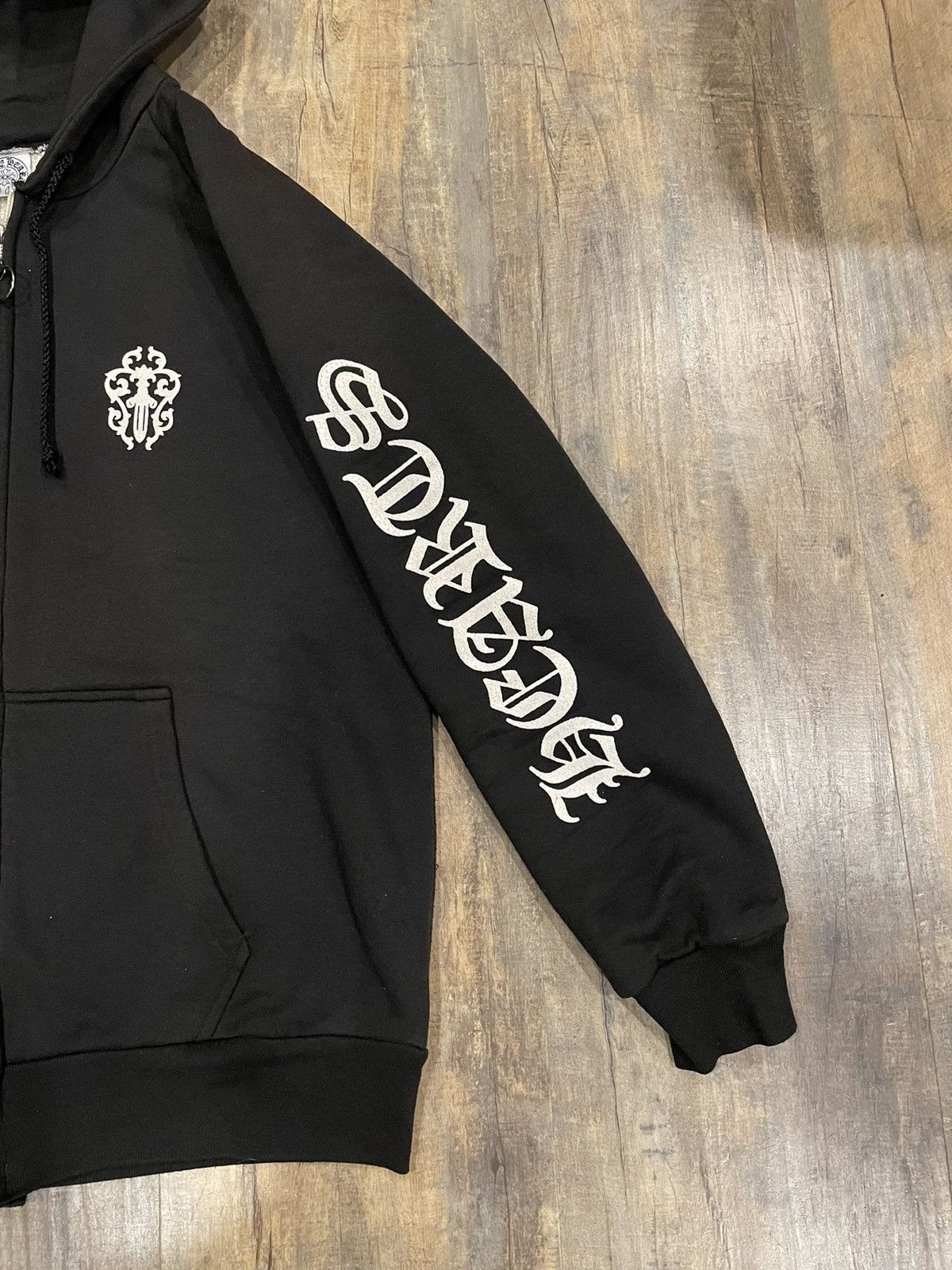 Chrome Hearts RARE Chrome Hearts Dagger Horseshoe Thermal Zip Up Hoodie ...