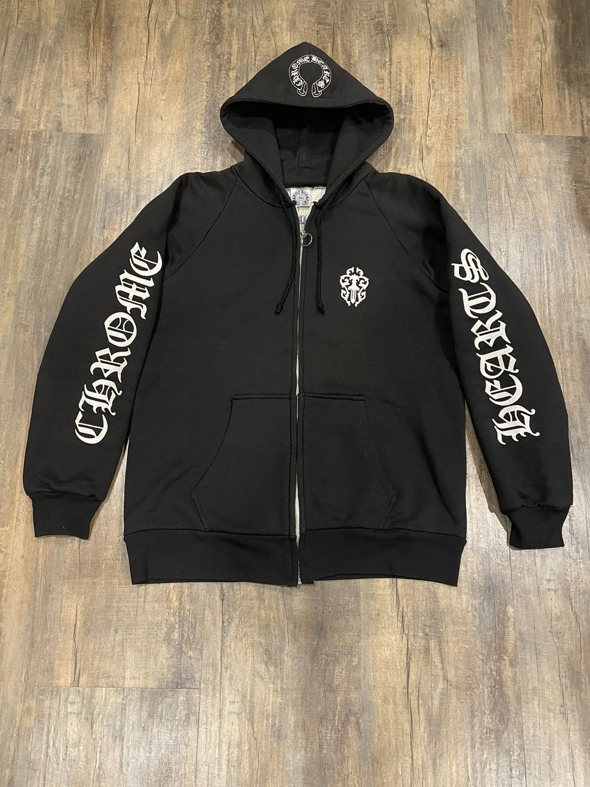 Chrome Hearts RARE Chrome Hearts Dagger Horseshoe Thermal Zip Up Hoodie ...