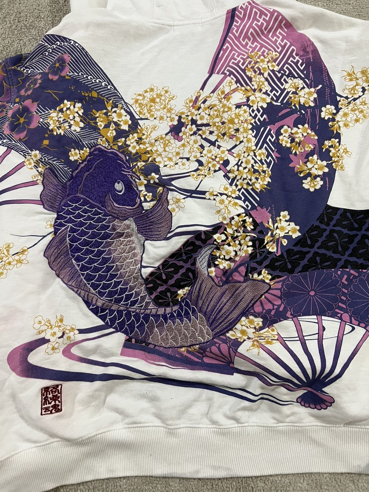 Japanese Brand Distressed Karakuri tamashi koi embroidery hoodie Size US XXL / EU 58 / 5 - 2 Thumbnail