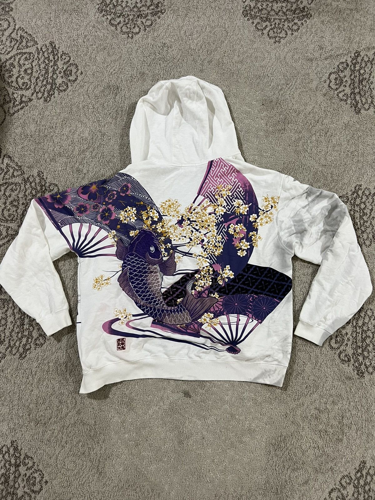Japanese Brand Distressed Karakuri tamashi koi embroidery hoodie Size US XXL / EU 58 / 5 - 1 Thumbnail