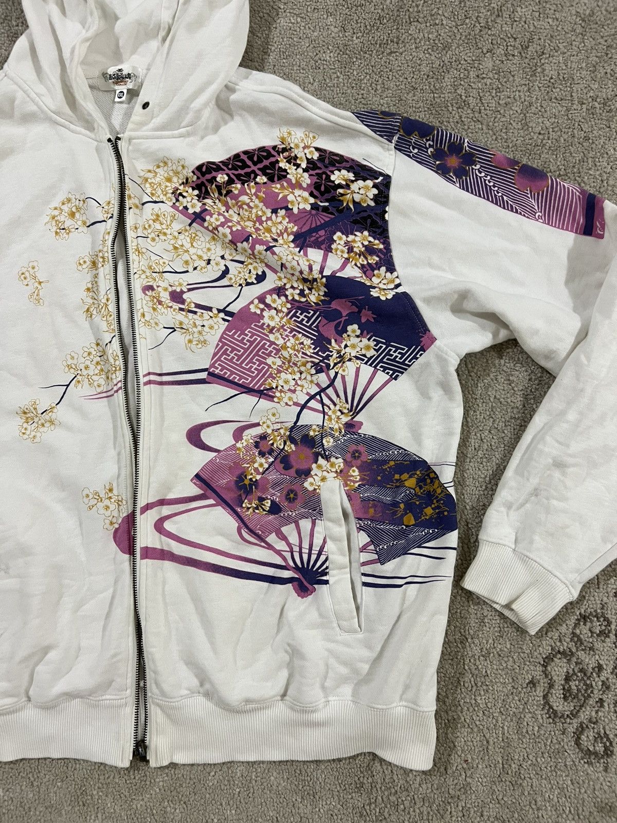 Japanese Brand Distressed Karakuri tamashi koi embroidery hoodie Size US XXL / EU 58 / 5 - 6 Thumbnail