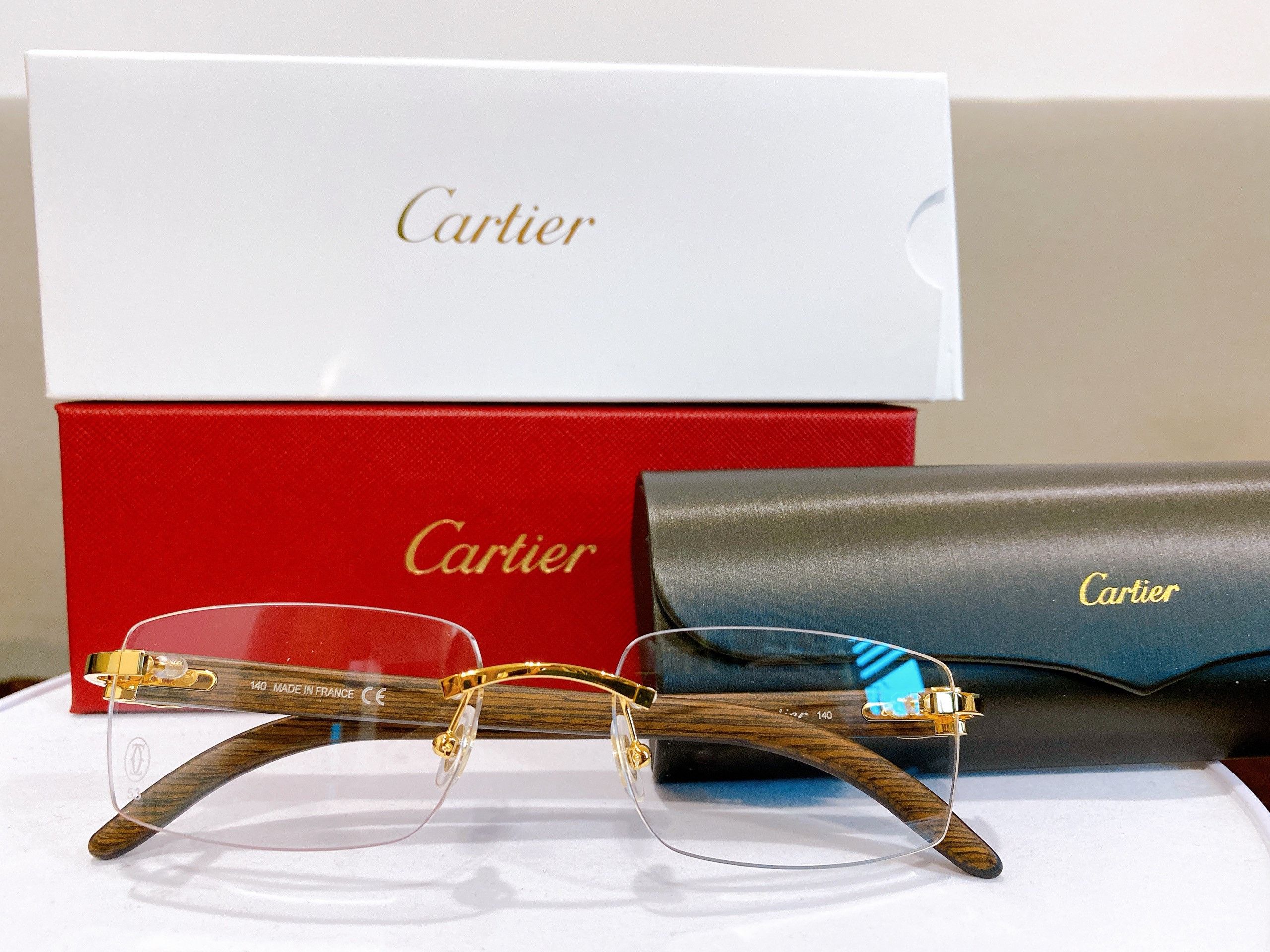 Cartier New Cartier Ibiza Wood Gold Glasses CT00520 005 Grailed