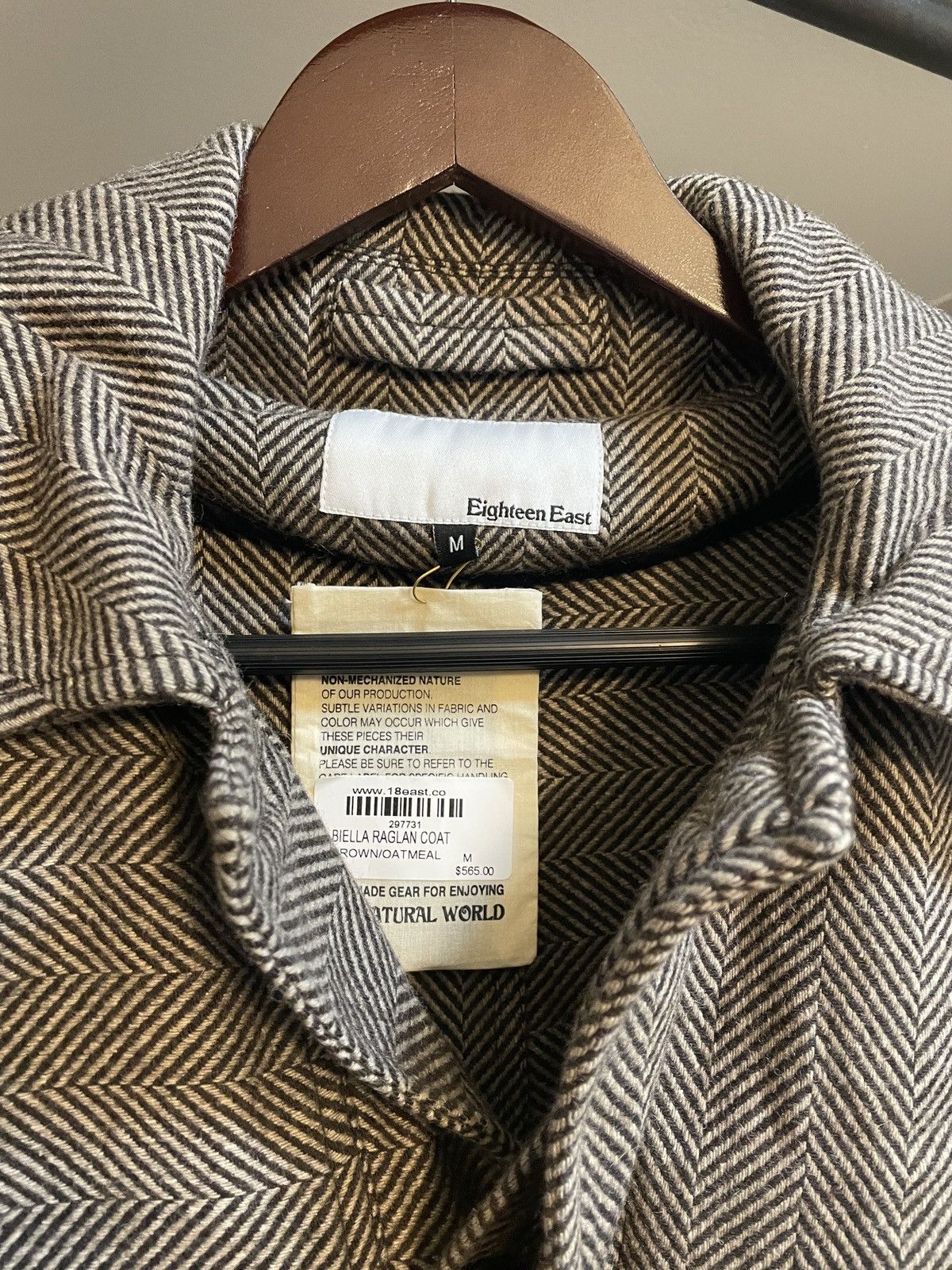 18 East Biella Raglan Coat Wool Herringbone New NWT Medium Size US M / EU 48-50 / 2 - 2 Thumbnail