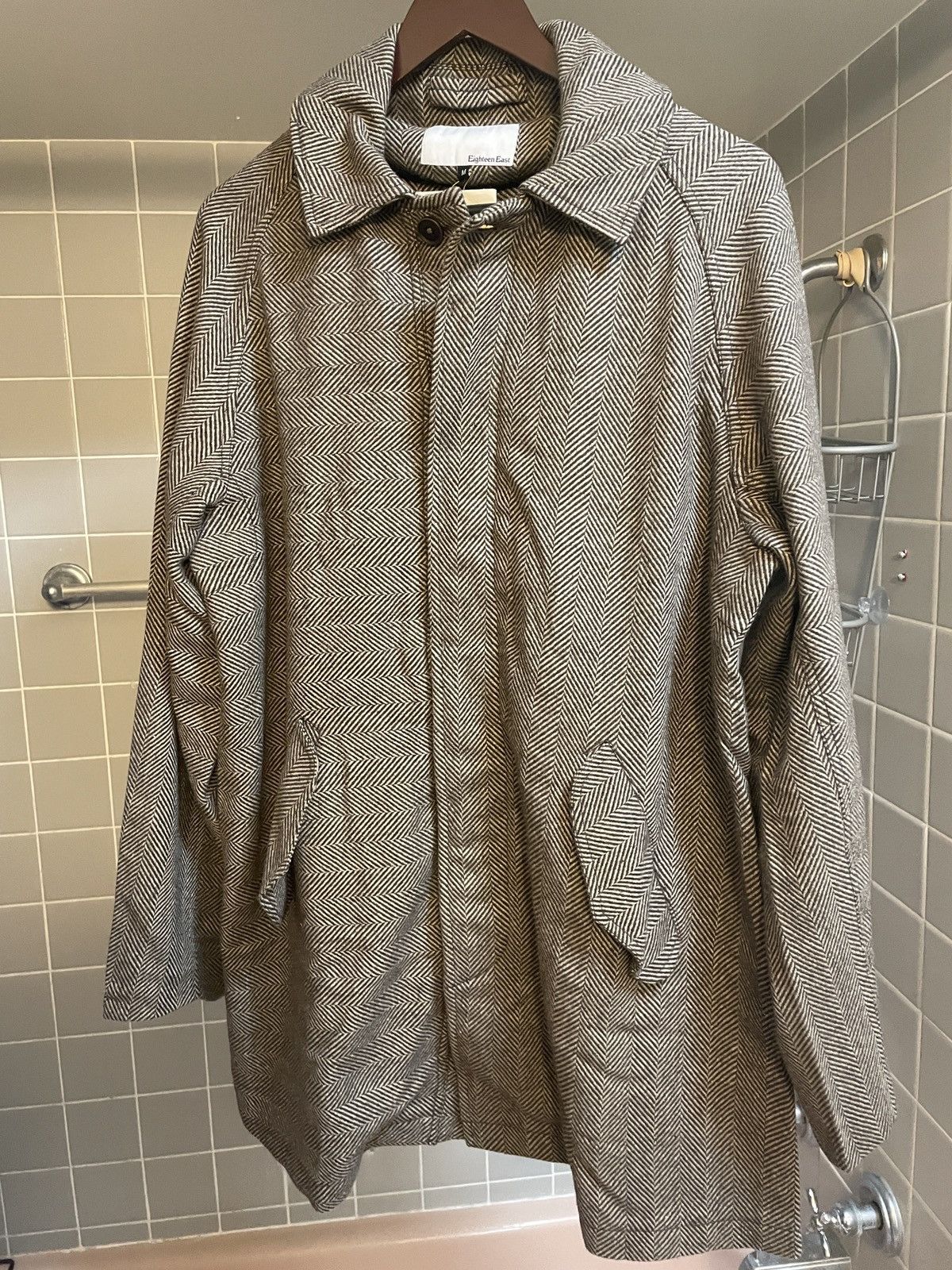 18 East Biella Raglan Coat Wool Herringbone New NWT Medium Size US M / EU 48-50 / 2 - 1 Thumbnail