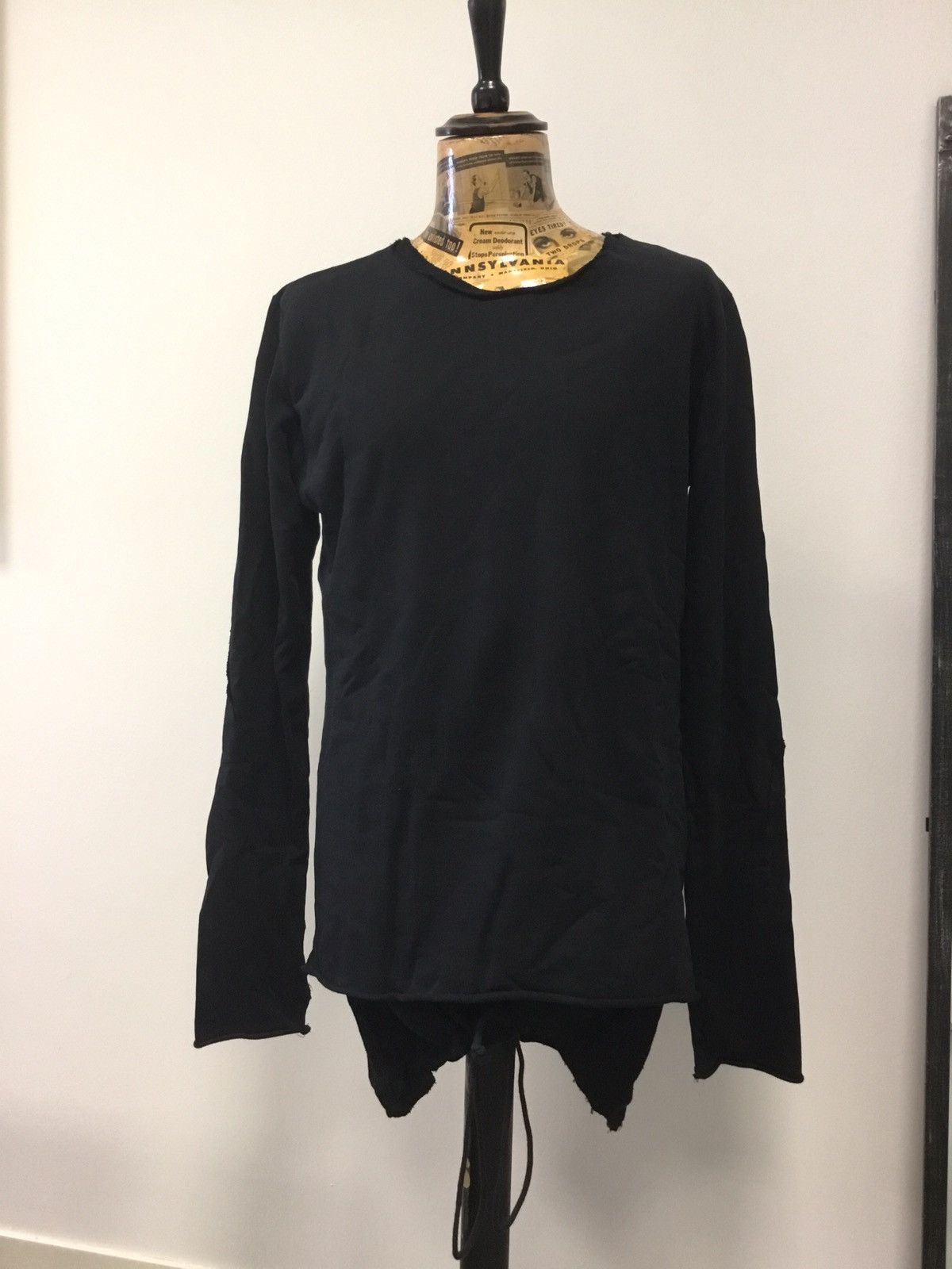 image of Thom Krom Black Long Double-Layered Drawstring Sweatshirt L, Men's (Size Large)