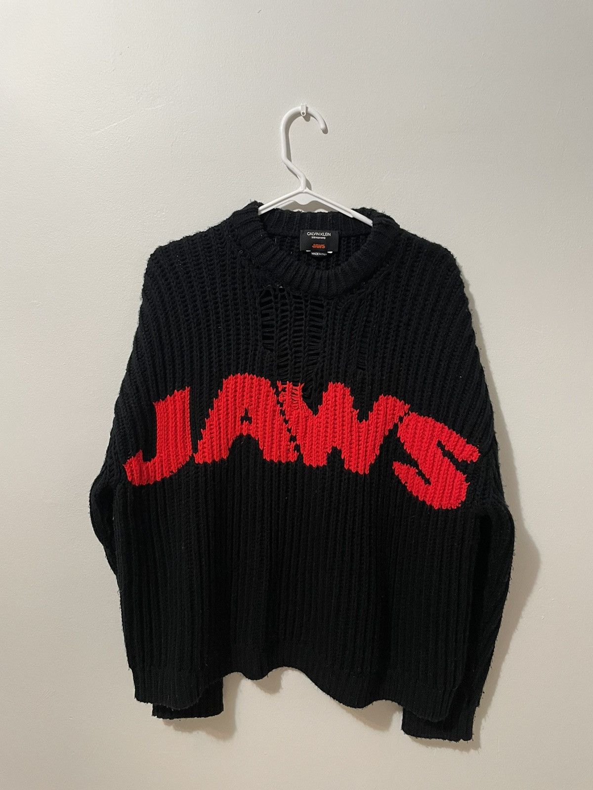 Raf Simons Calvin Klein x Jaws Chunky knit sweatshirt | Grailed