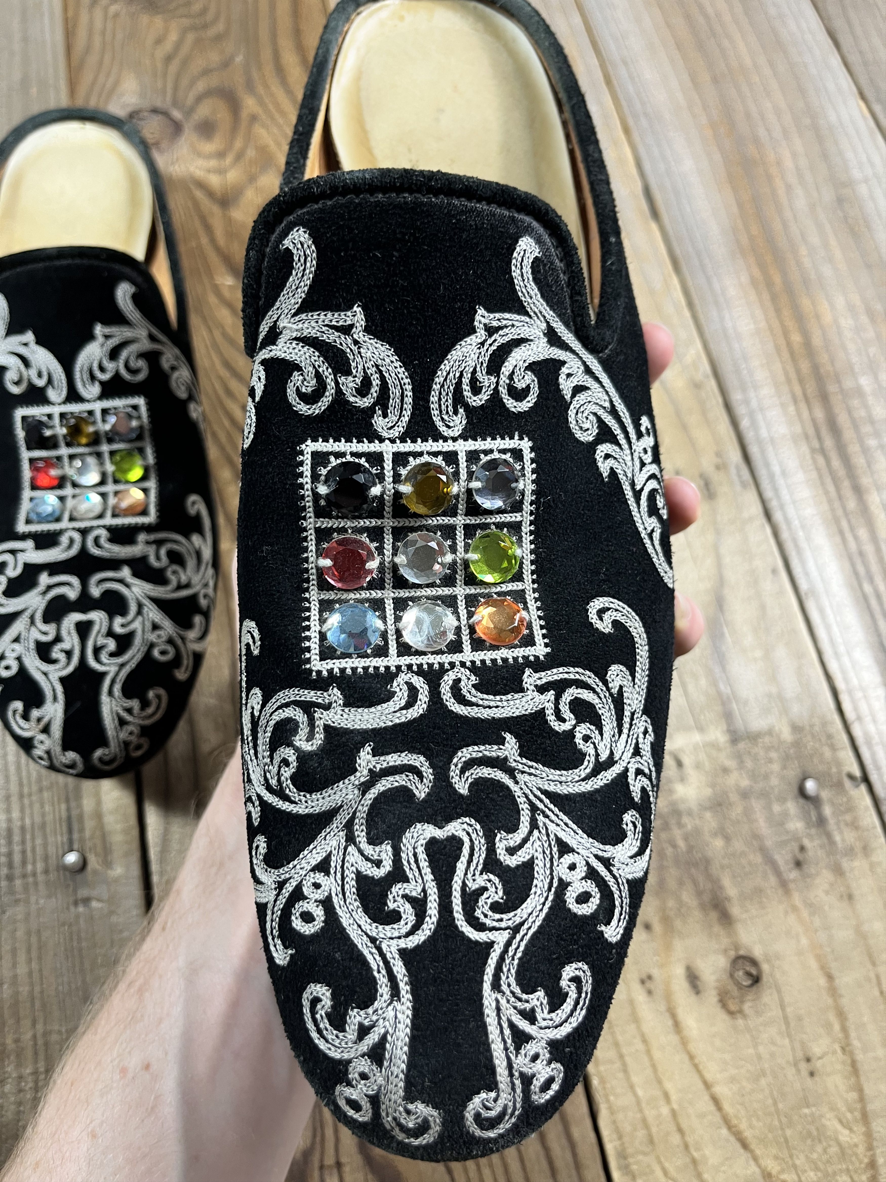 Number (N)ine AW09 'A Closed Feeling' Runway Velvet Jeweled Slippers Size US 9 / EU 42 - 3 Thumbnail