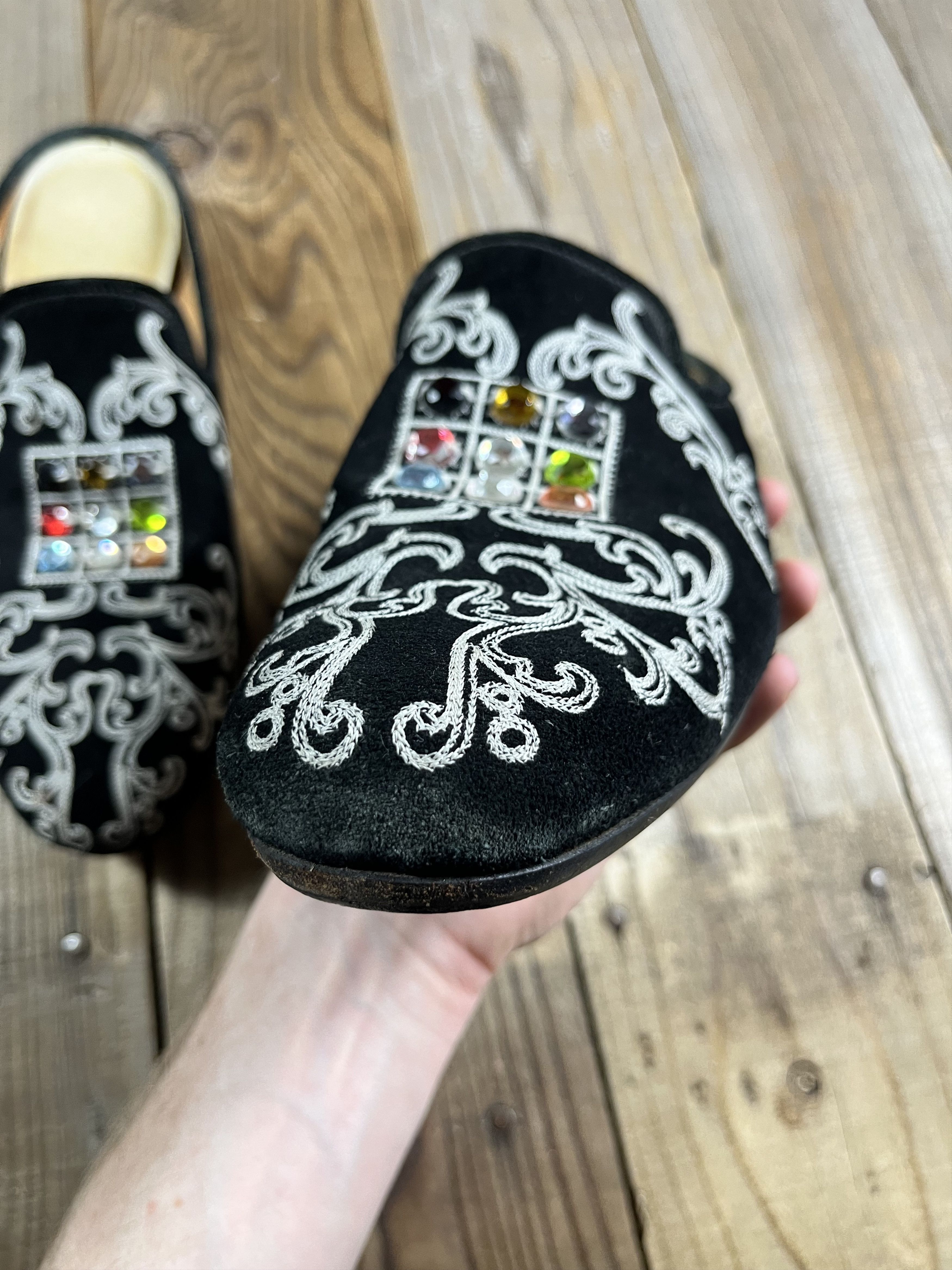 Number (N)ine AW09 'A Closed Feeling' Runway Velvet Jeweled Slippers Size US 9 / EU 42 - 2 Thumbnail