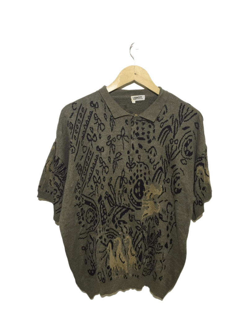 Pre-owned Print All Over Me X Vintage Japanese Lepitit Knitted Polos In Olive