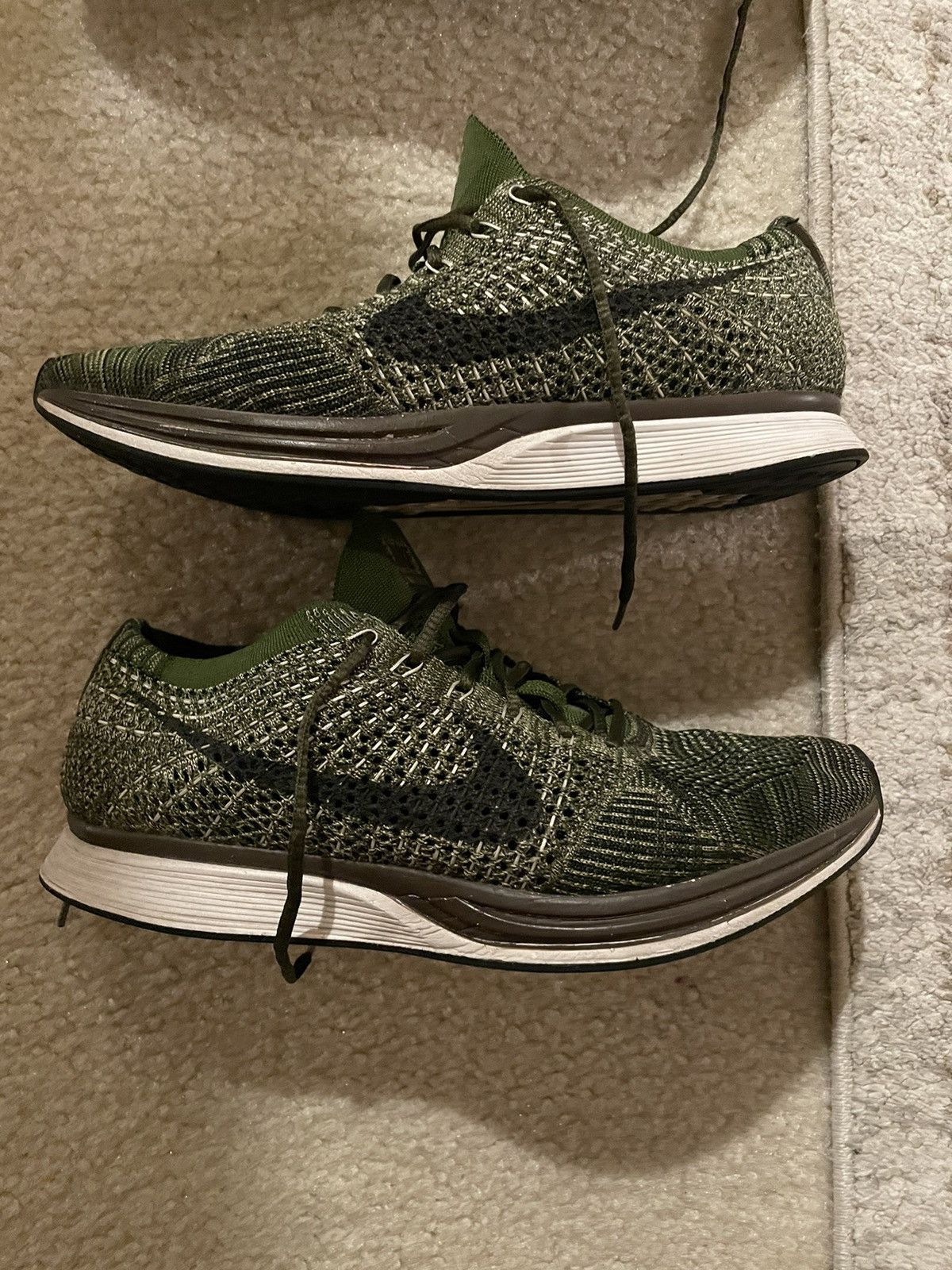 image of Nike Flyknit Racer Shoes in Green, Men's (Size 8)