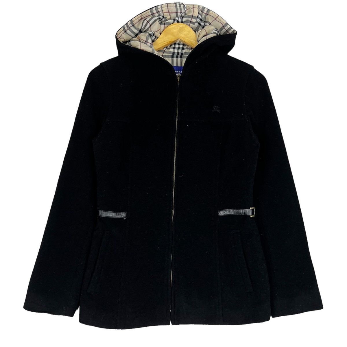 Vintage burberry duffle coat short sleeve wool nova Check