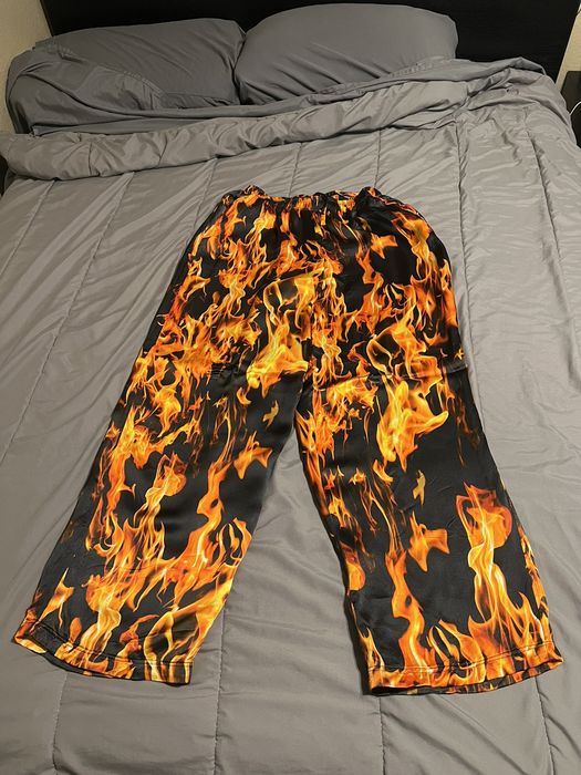 VETEMENTS Black & Orange Fire Sweatpants Vetements