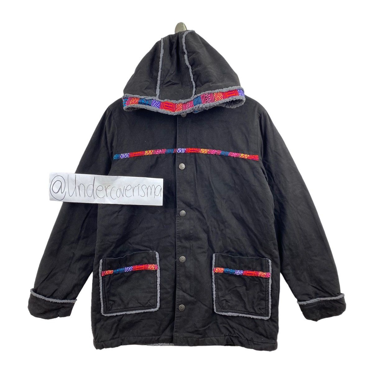 Vintage TITICACA Japan Brand Navajo Aztec Native Edge Hooded Parka Size L / US 10 / IT 46 - 1 Thumbnail