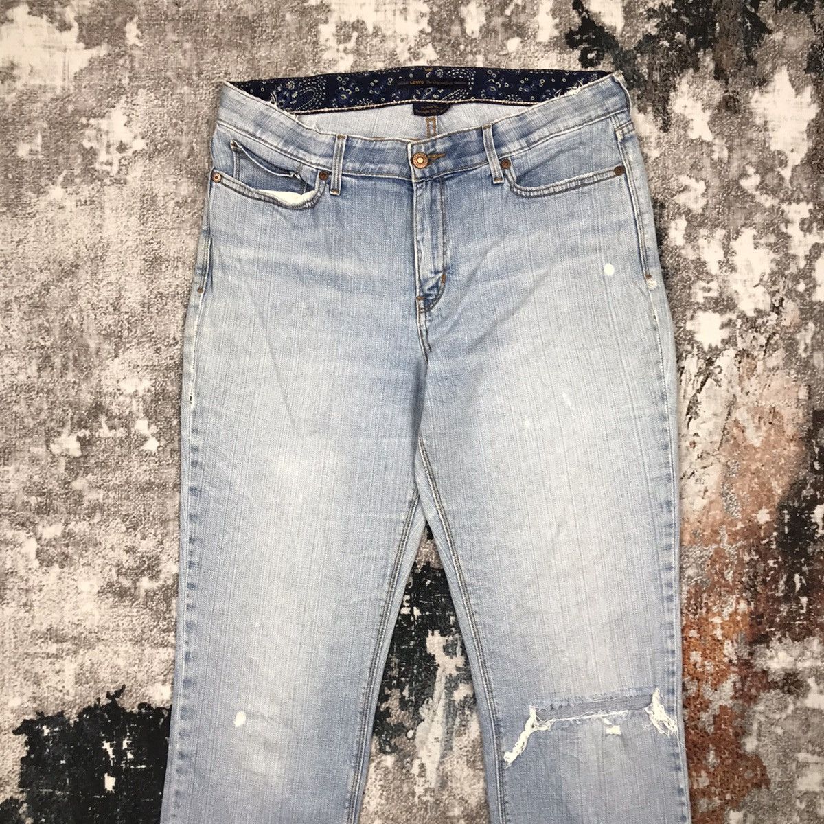 Levi's × Vintage Vintage Levis 525 Baggy Distressed Design Denim Jeans Size 33" - 7 Thumbnail