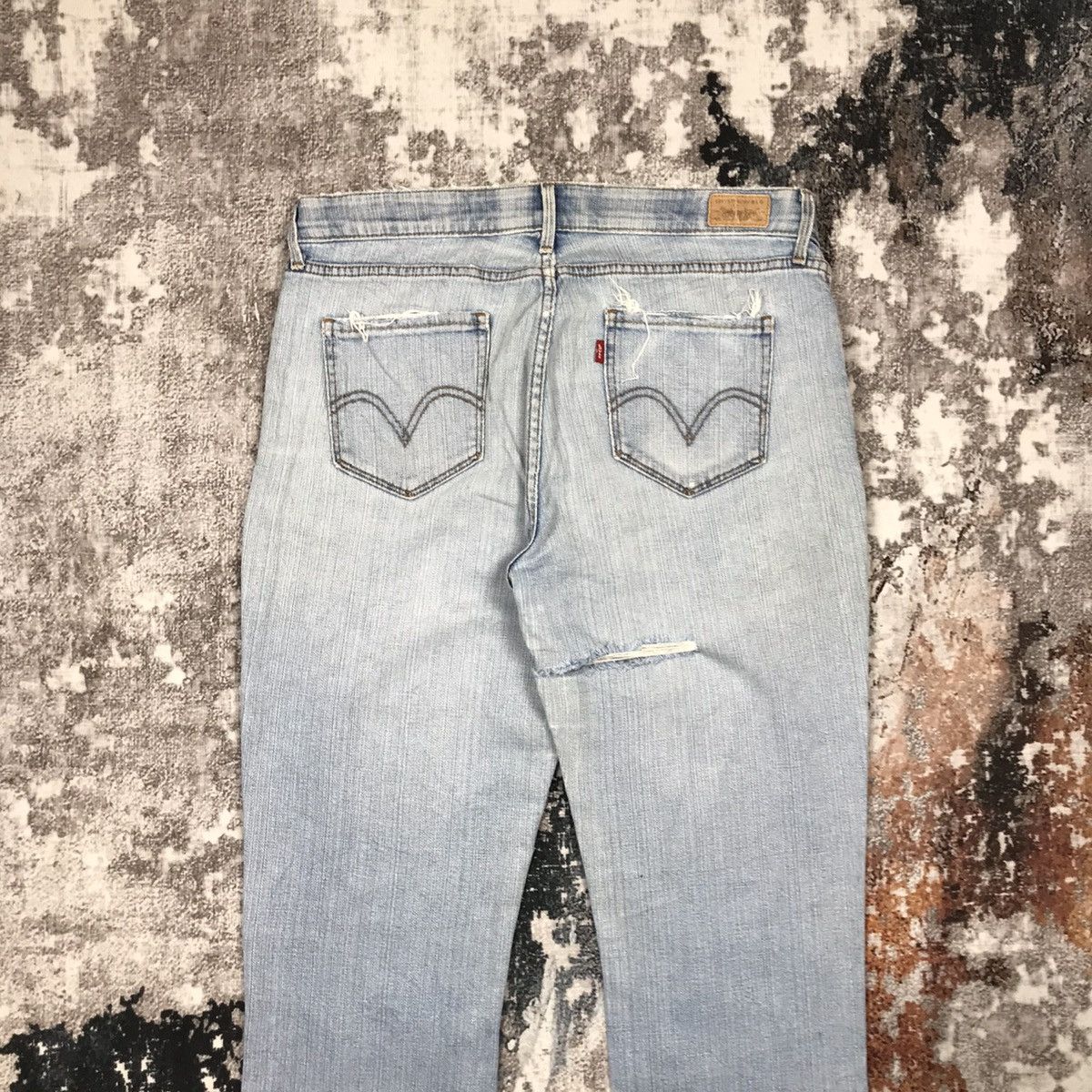 Levi's × Vintage Vintage Levis 525 Baggy Distressed Design Denim Jeans Size 33" - 2 Thumbnail